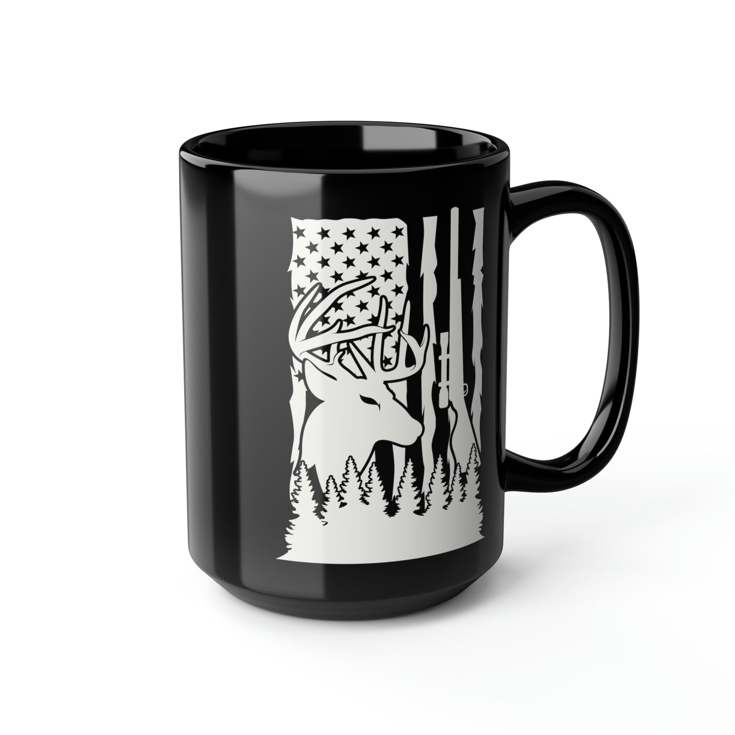 Deer Gun American Flag Mug, 15oz