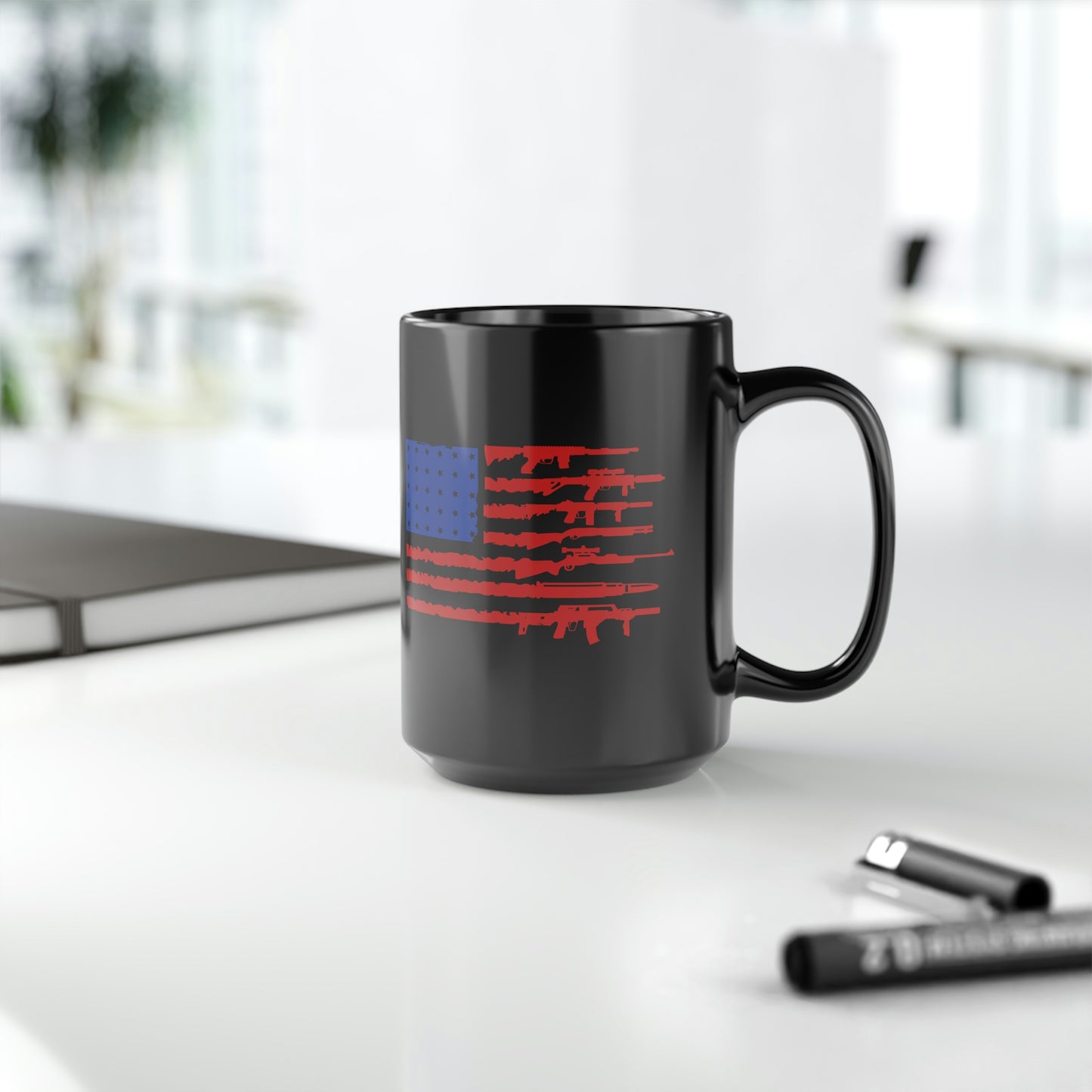 American Flag Gun Mug, 15oz