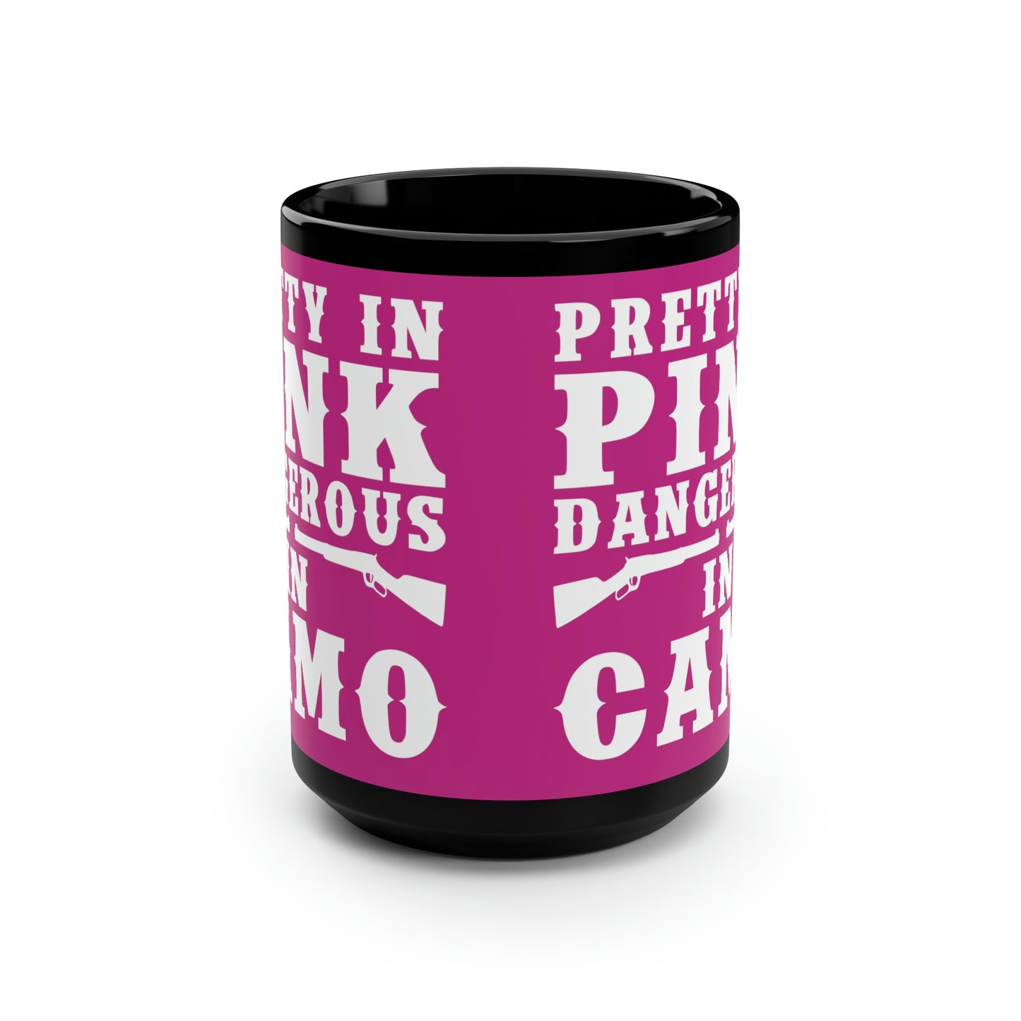 Pretty In Pink Dangerous in Camo Mug, 15oz