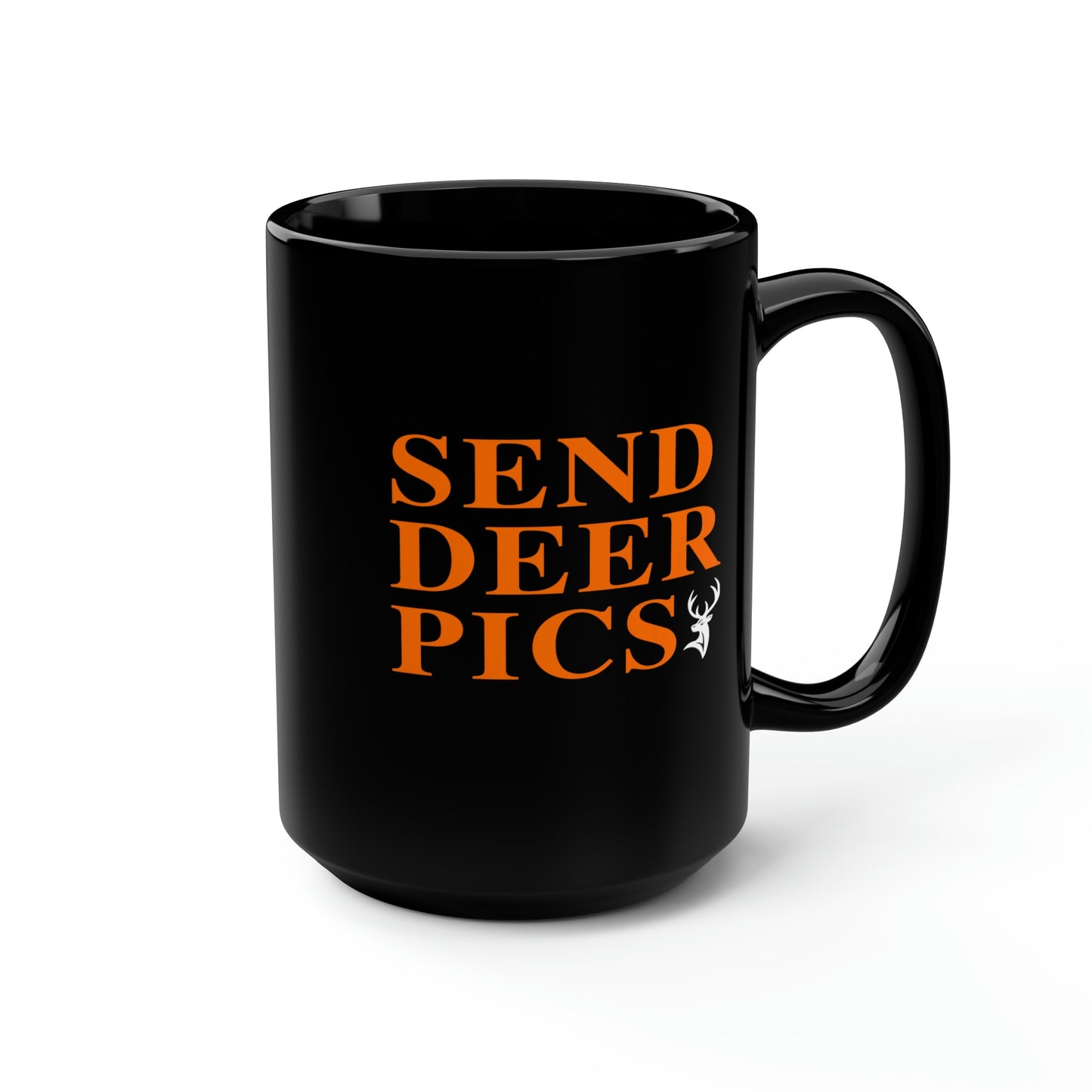 Send Deer Pics Black Mug, 15oz