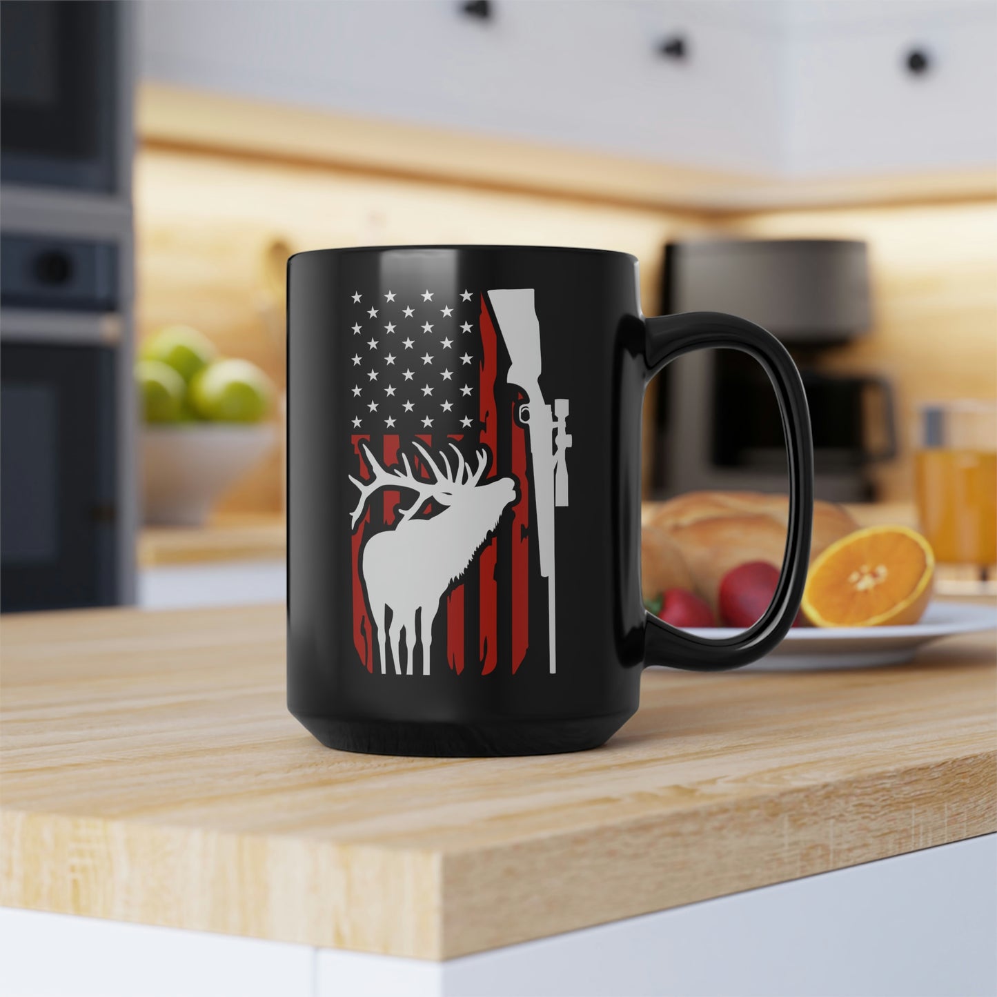 Elk American Flag Mug, 15oz