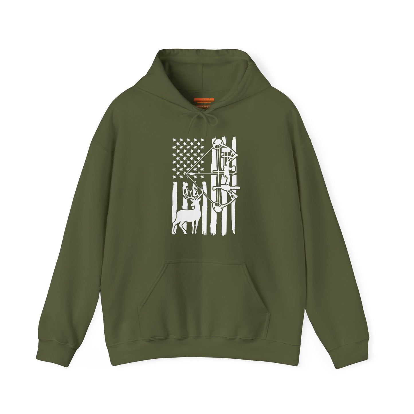 US Flag With Deer and Bow Hooded Sweatshirt