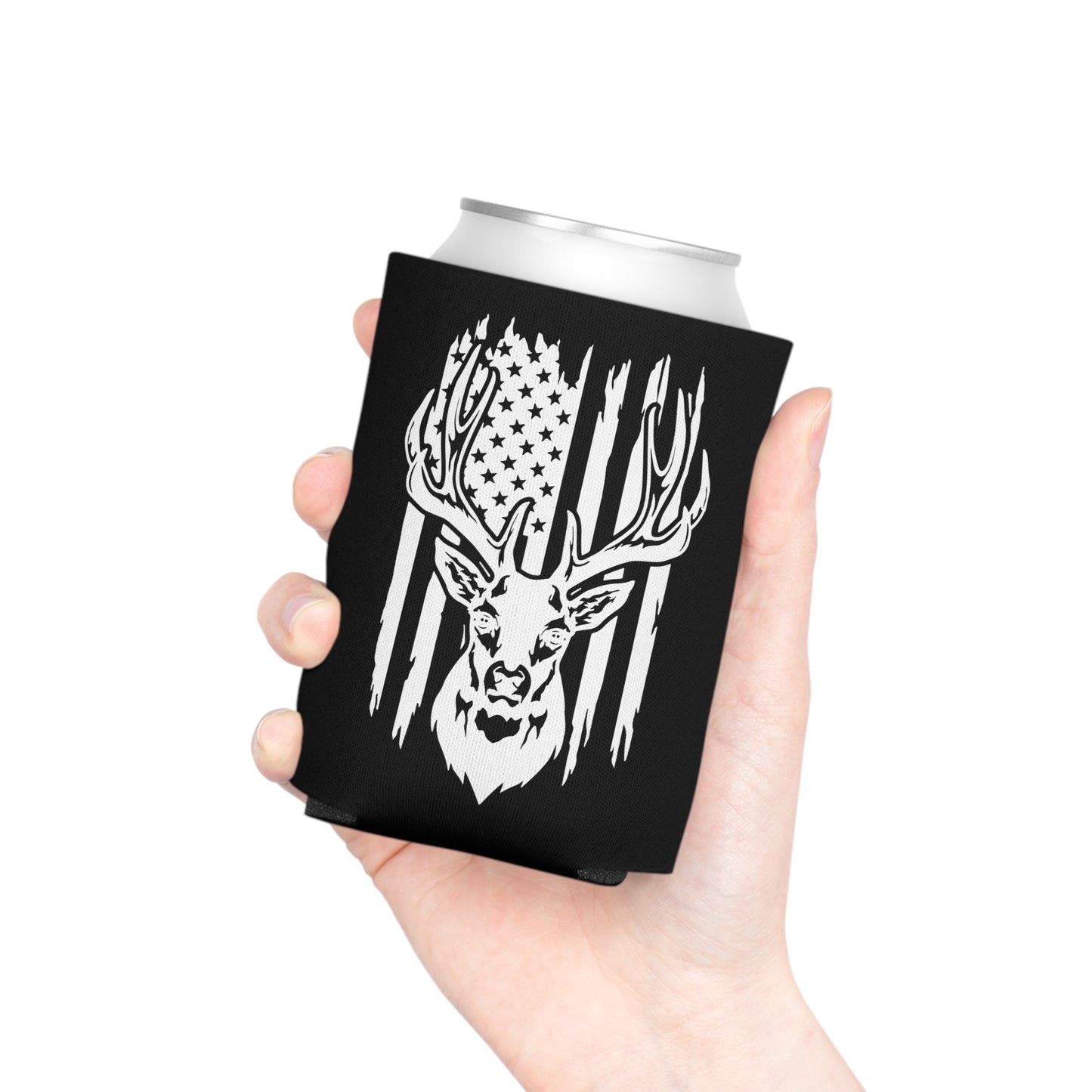 Deer Head American Flag Can Cooler