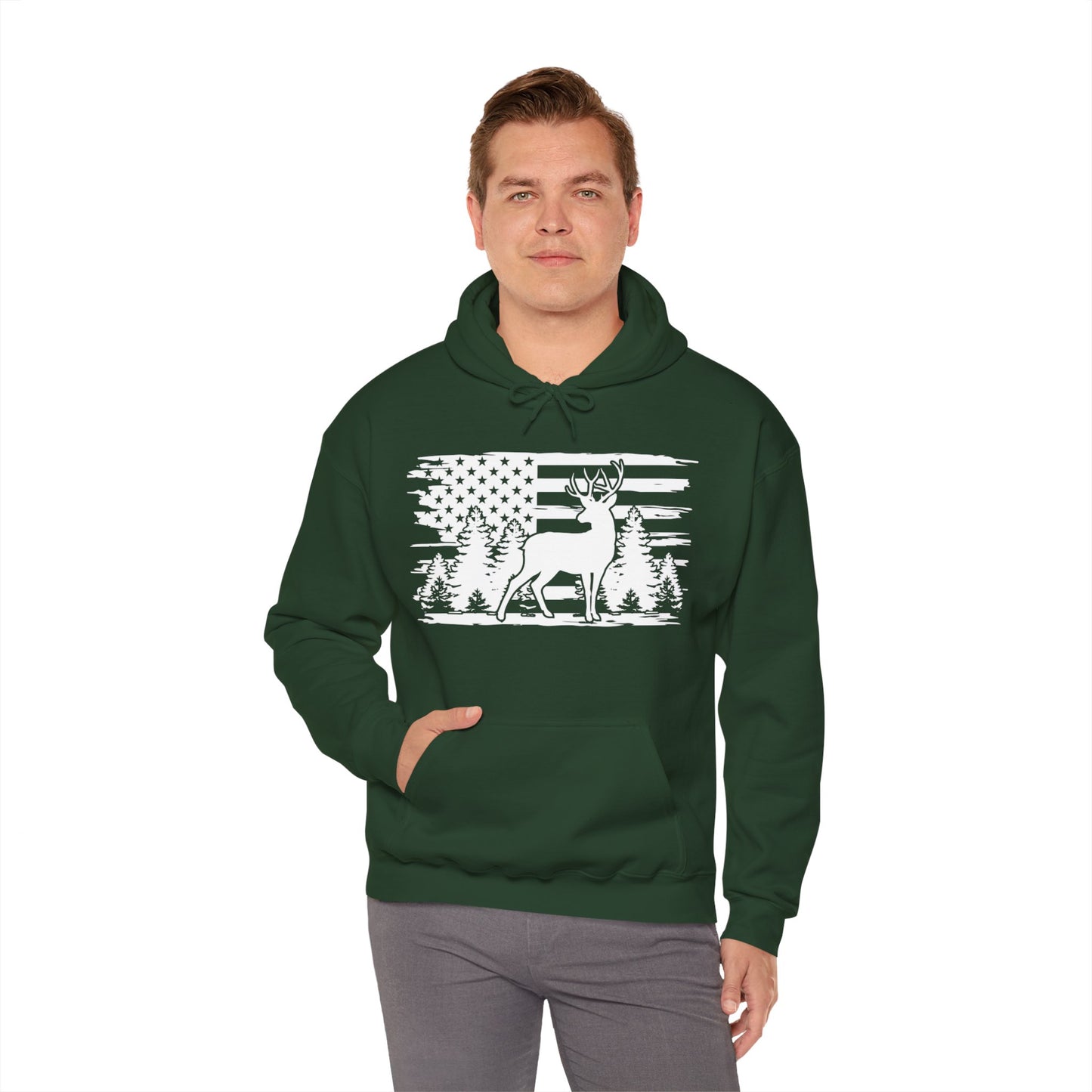 Deer American Flag Hooded Sweatshirt