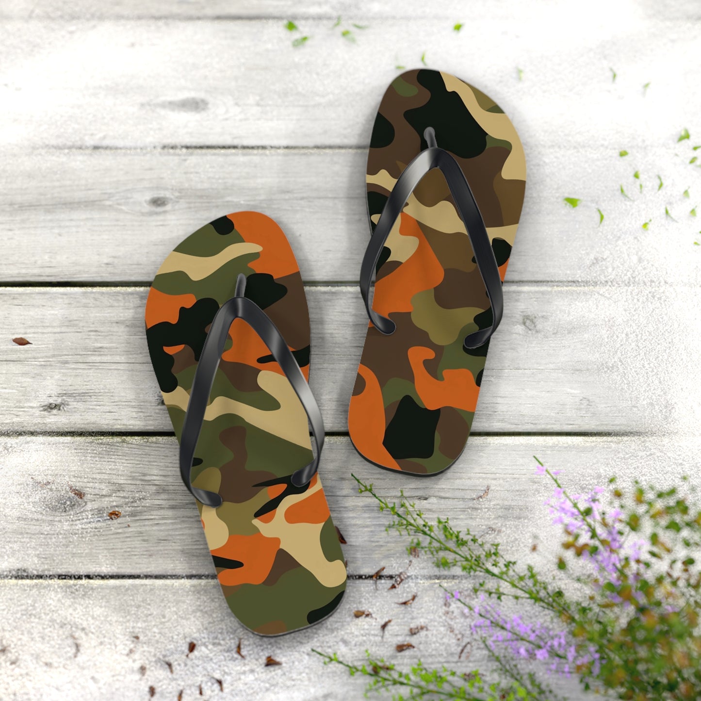 Orange Camo Flip Flops