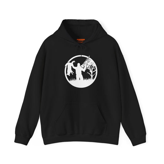 Coyote Hunter Holding Coyote White Circle Hooded Sweatshirt