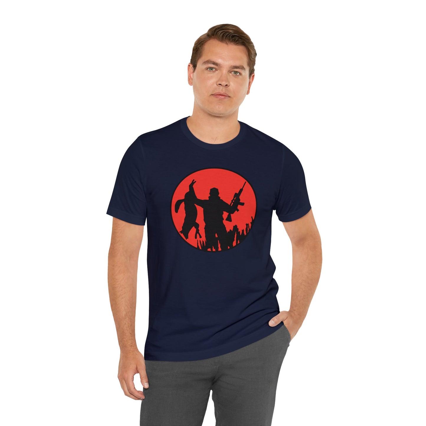 Coyote Hunter Holding Coyote Red Circle T-Shirt