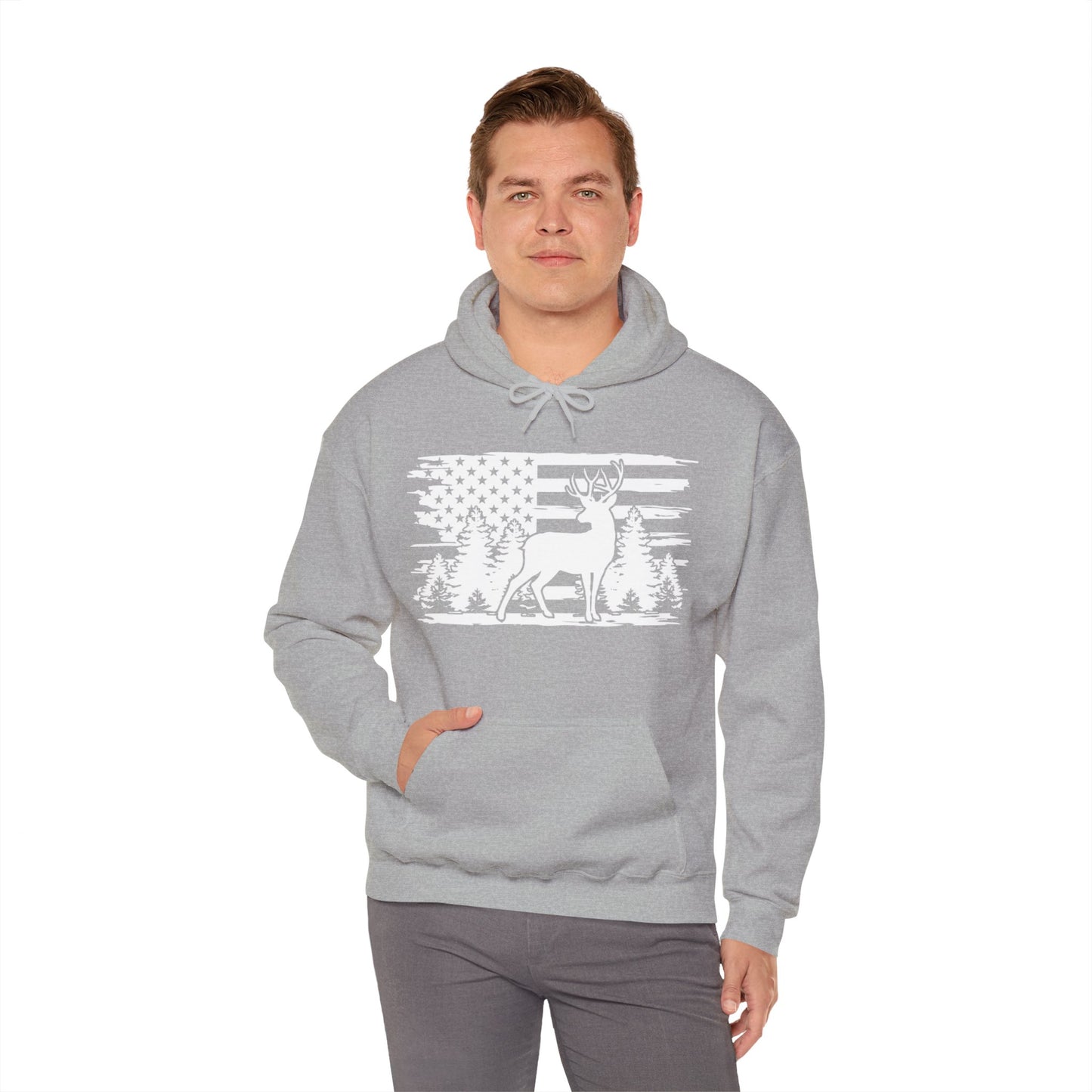 Deer American Flag Hooded Sweatshirt