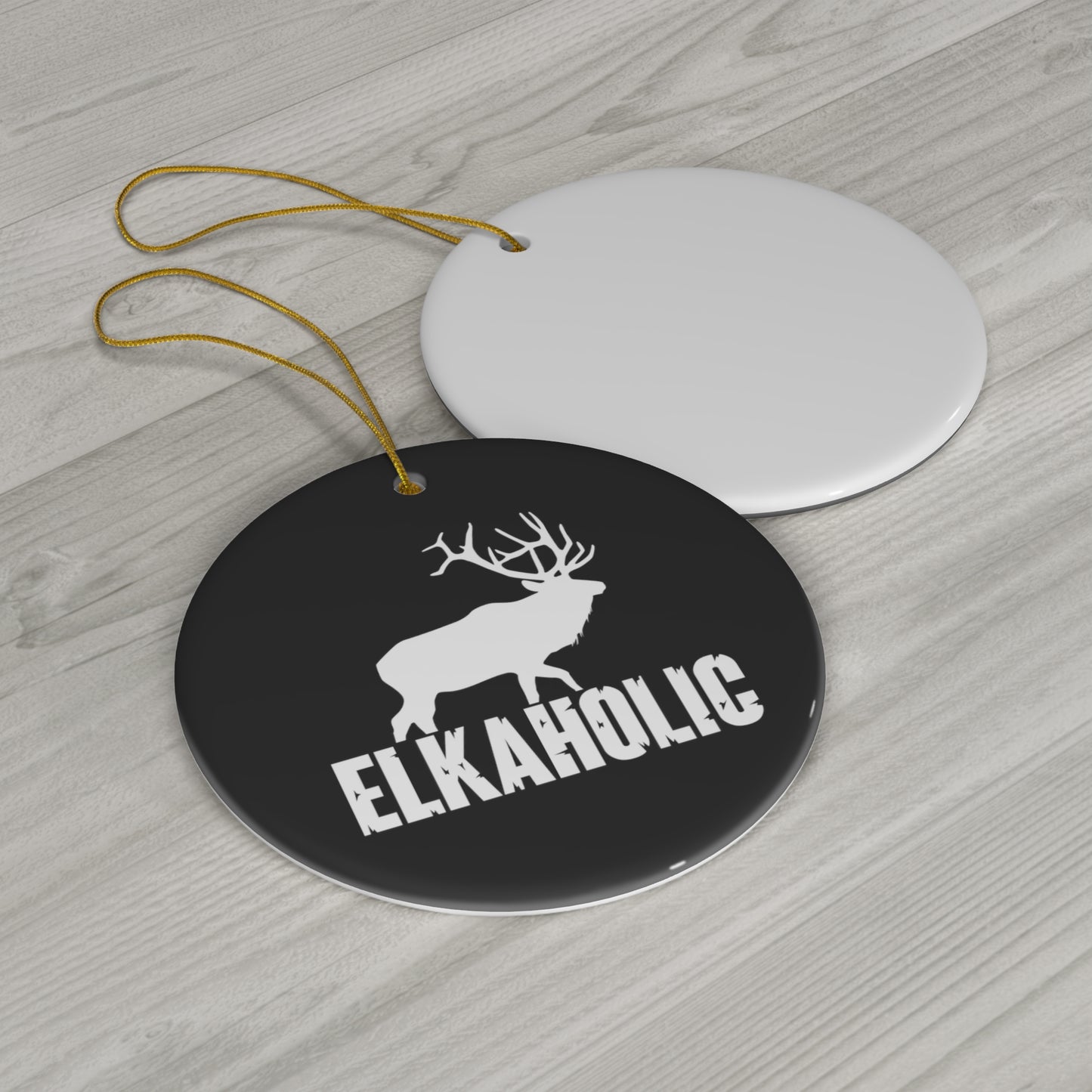 Elkaholic Ceramic Christmas Ornament