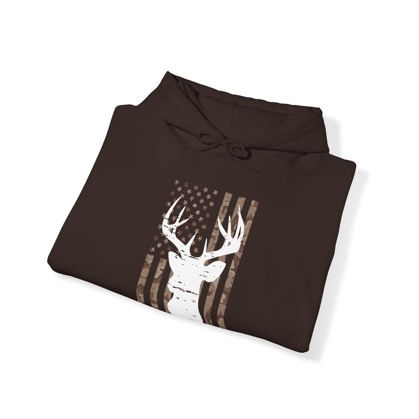 Deer Head Camo American Flag Hooded Sweatshirt