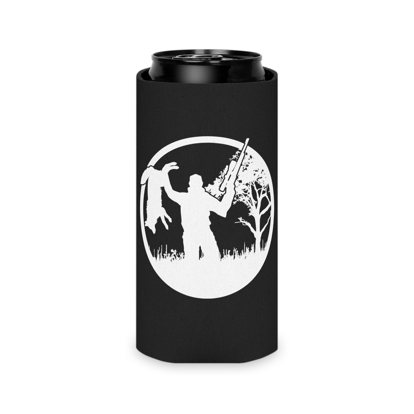 Coyote Hunter White Circle Can Cooler