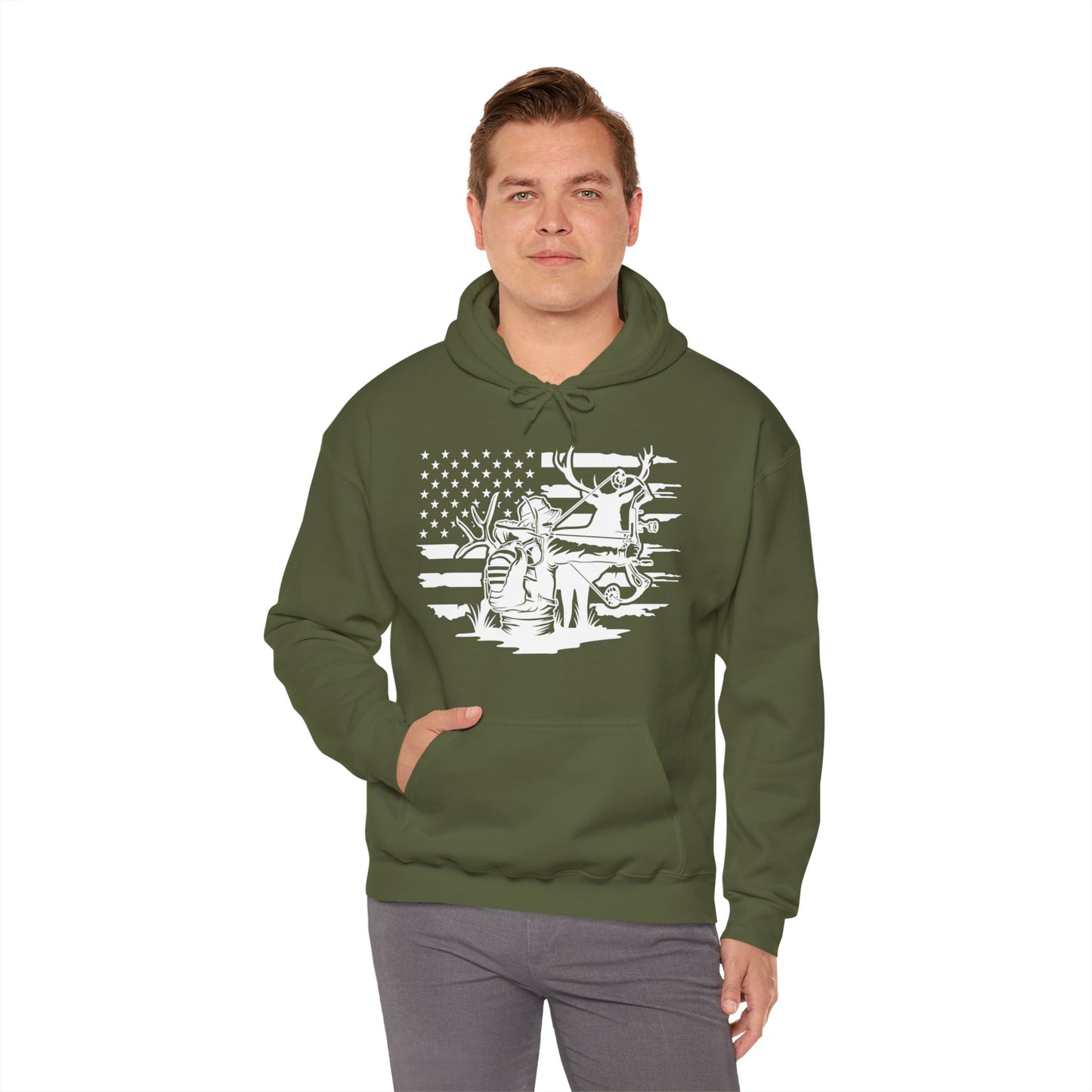 US Deer Bowhunting Flag Hooded Sweatshirt