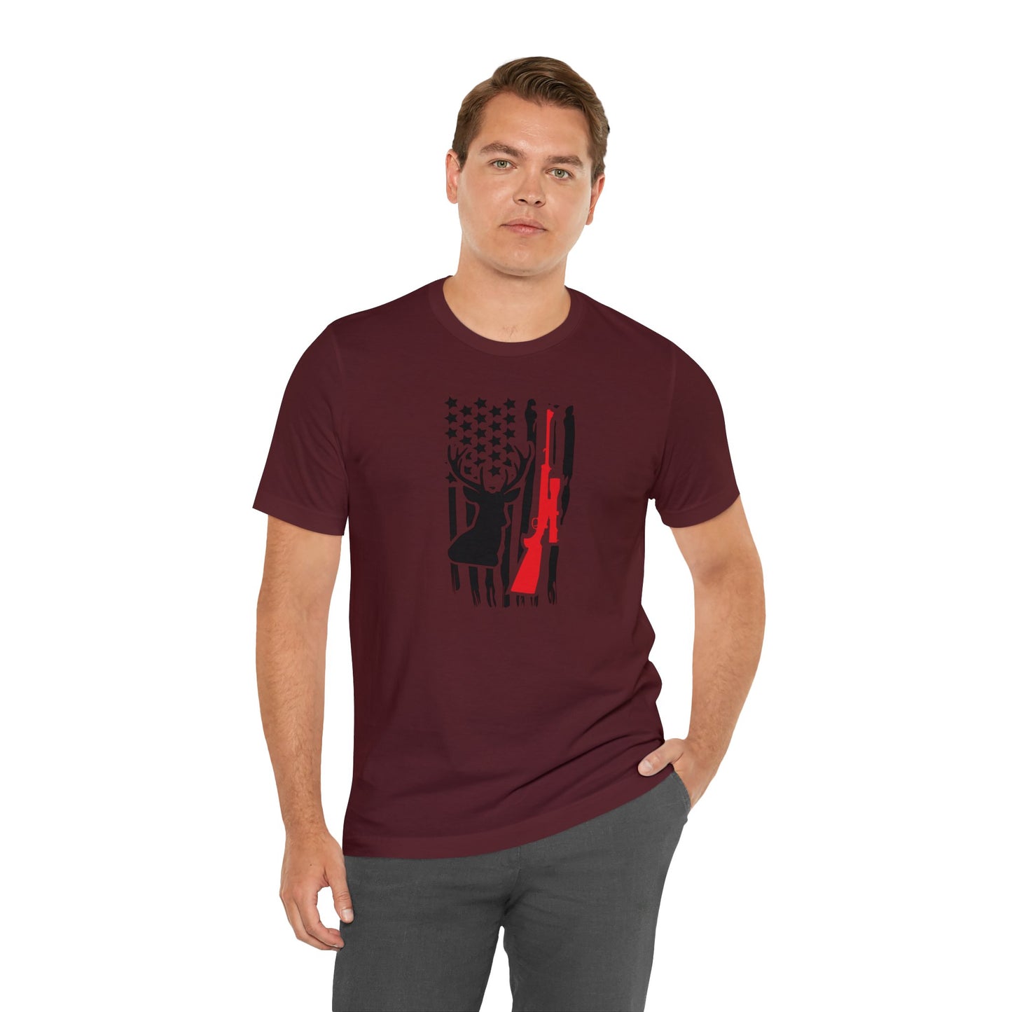 Deer Gun American Flag T-Shirt