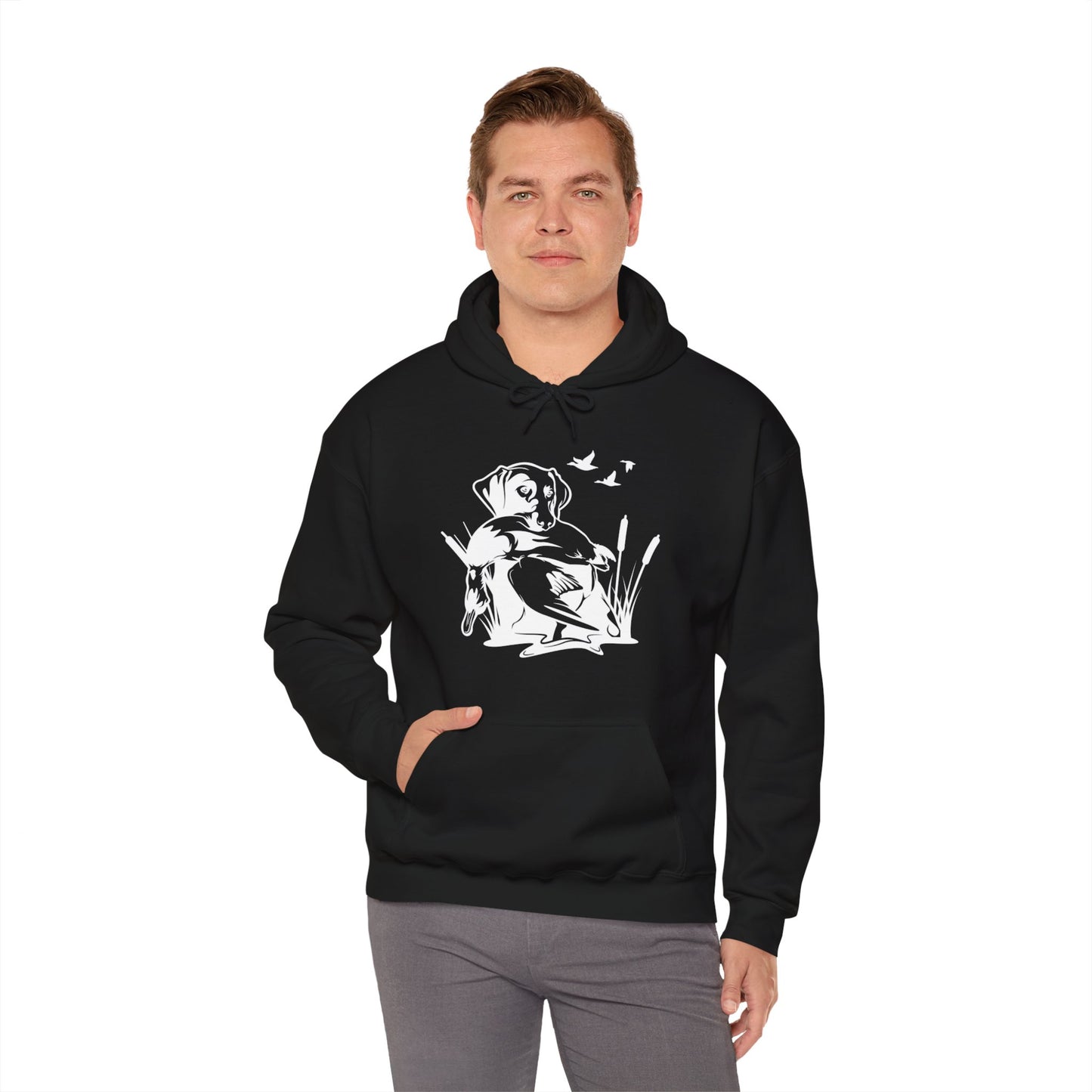 Duck Hunting Dog Scene Hooded Sweatshirt