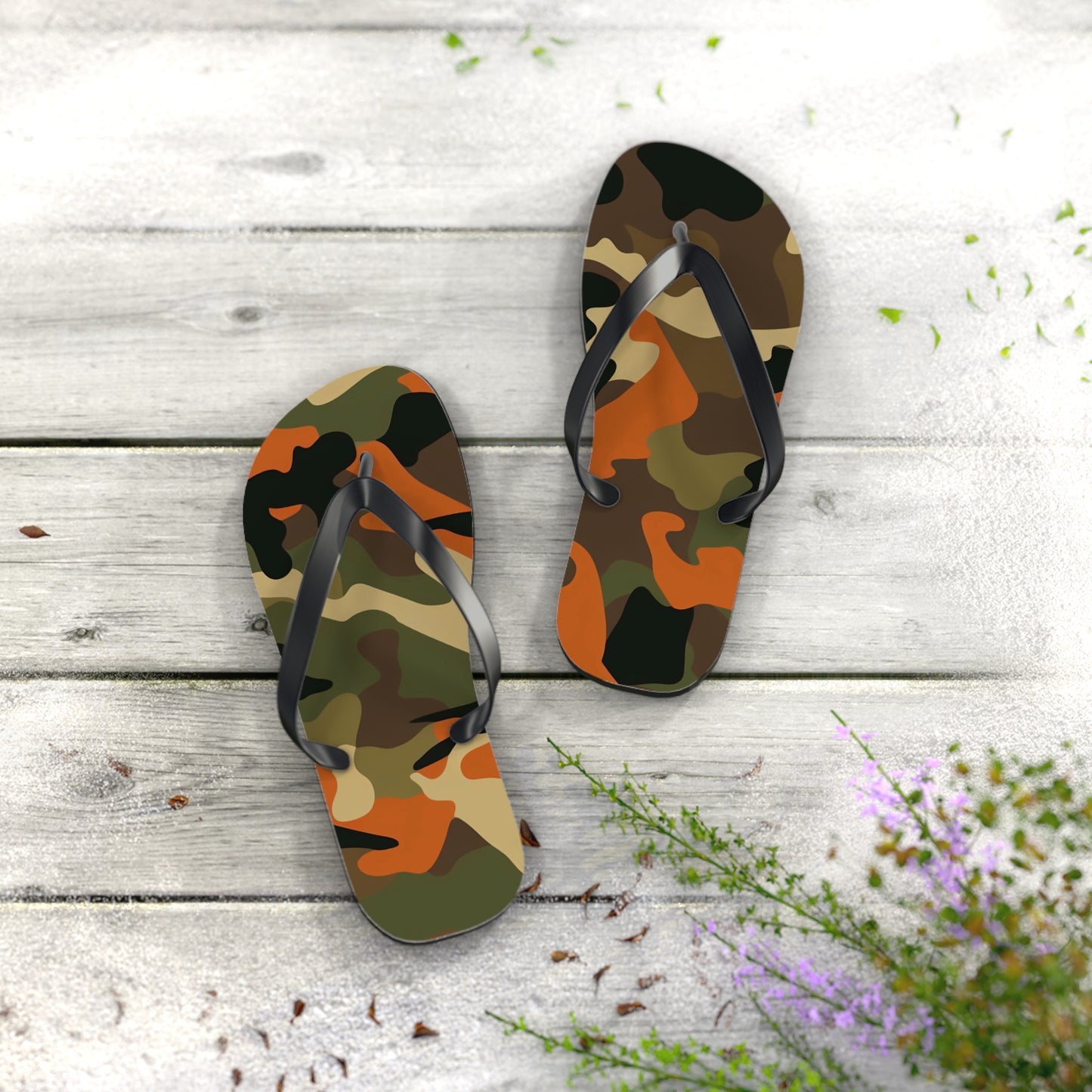 Orange Camo Flip Flops