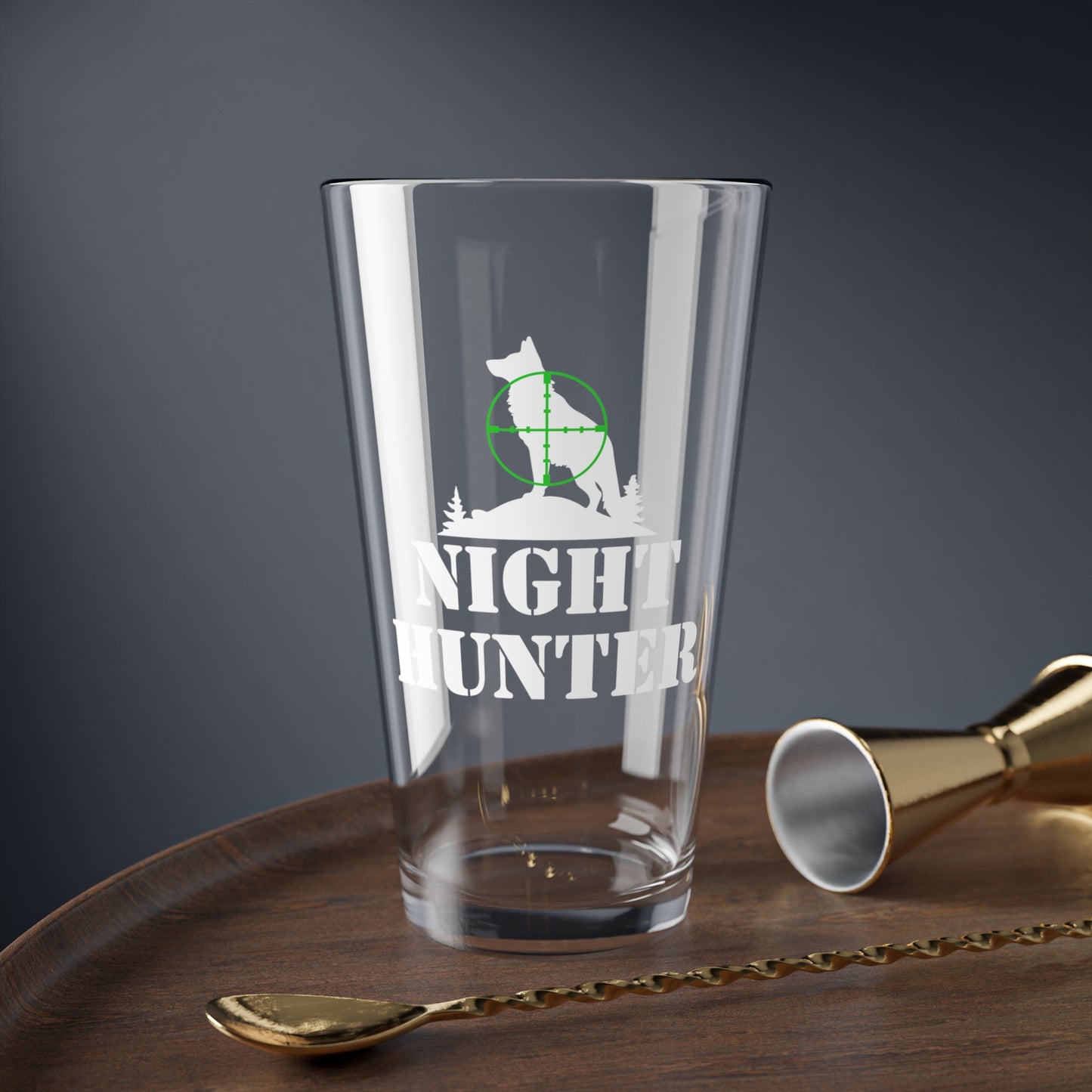 Coyote Night Hunter Green Dot Pint Glass