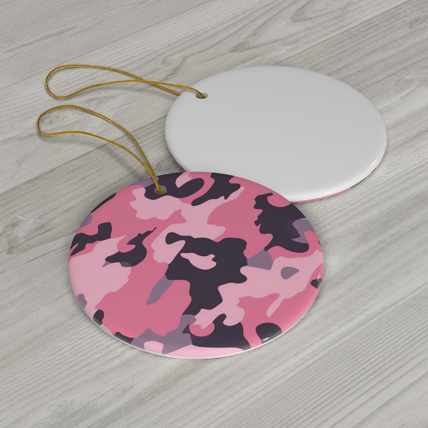 Pink Camo Ceramic Christmas Ornament