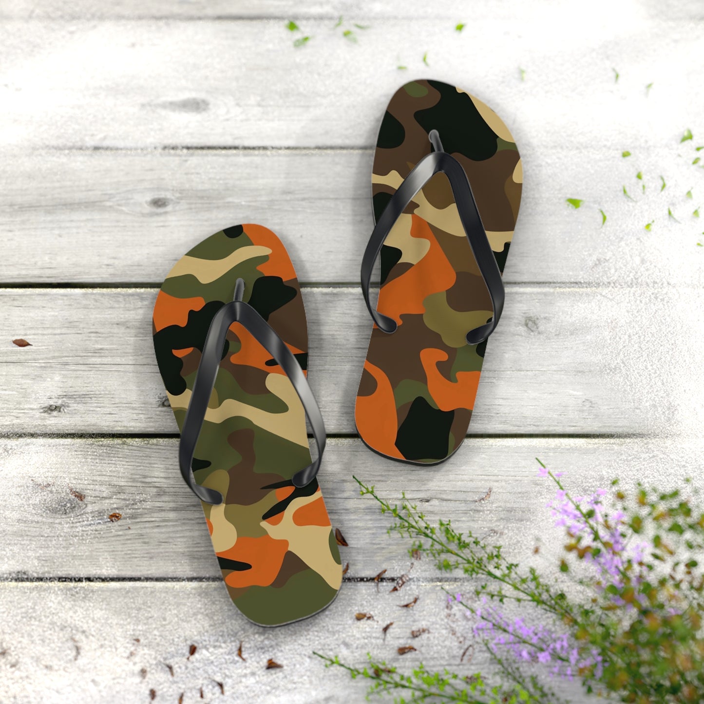 Orange Camo Flip Flops