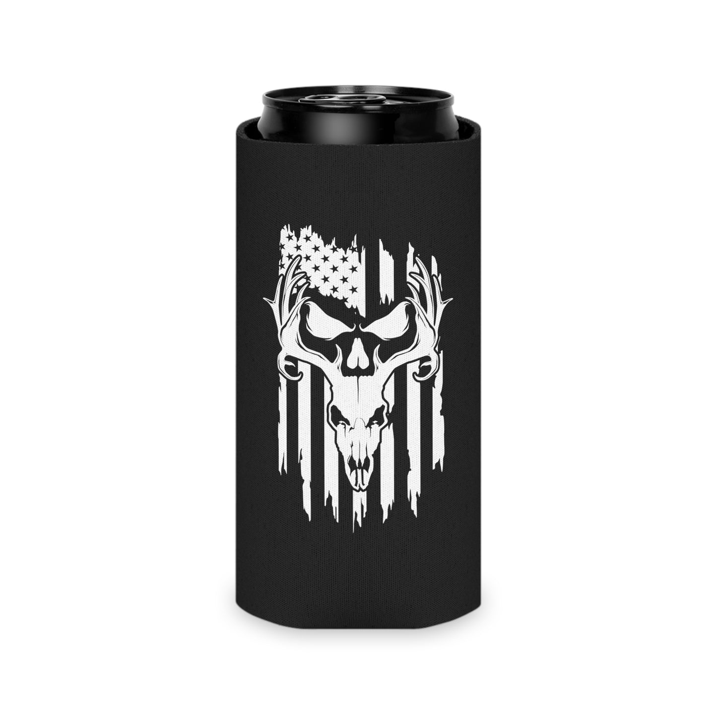 Deer Skull American Flag Can Cooler