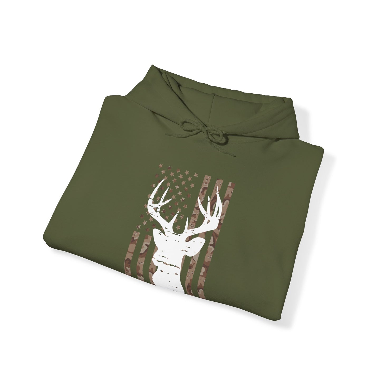 Deer Head Camo American Flag Hooded Sweatshirt