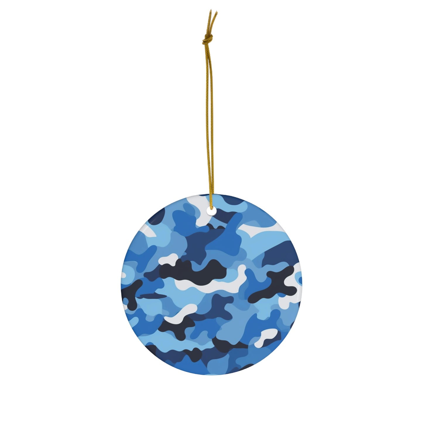 Blue Camo Ceramic Christmas Ornament