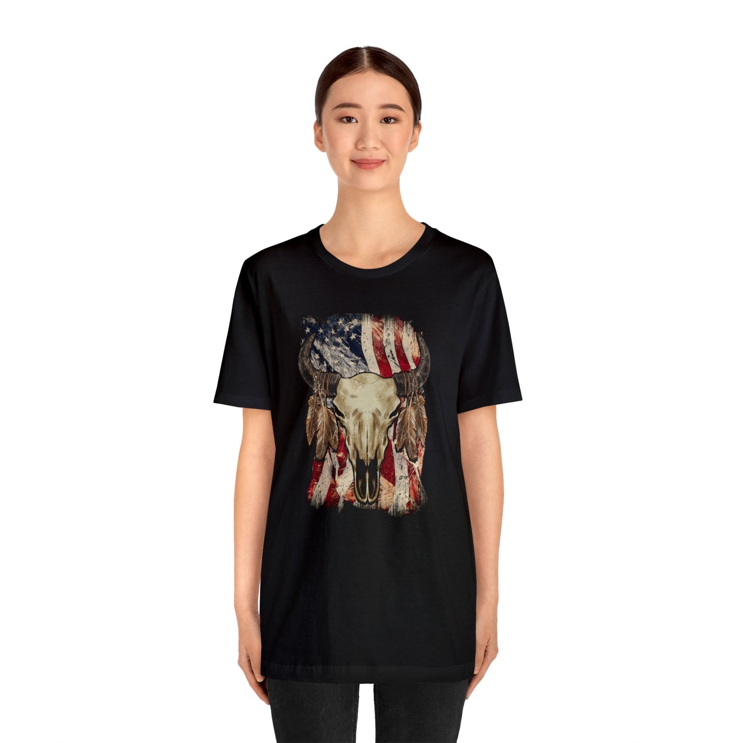 Bison Head American Flag T-Shirt