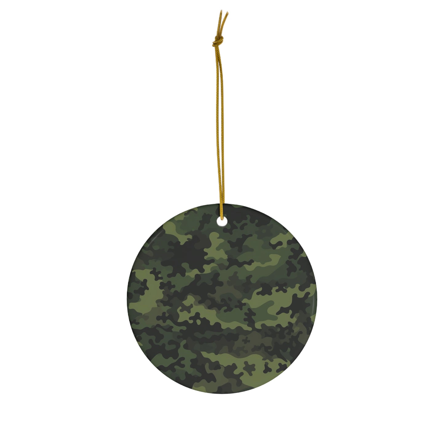 Green Camo Ceramic Christmas Ornament