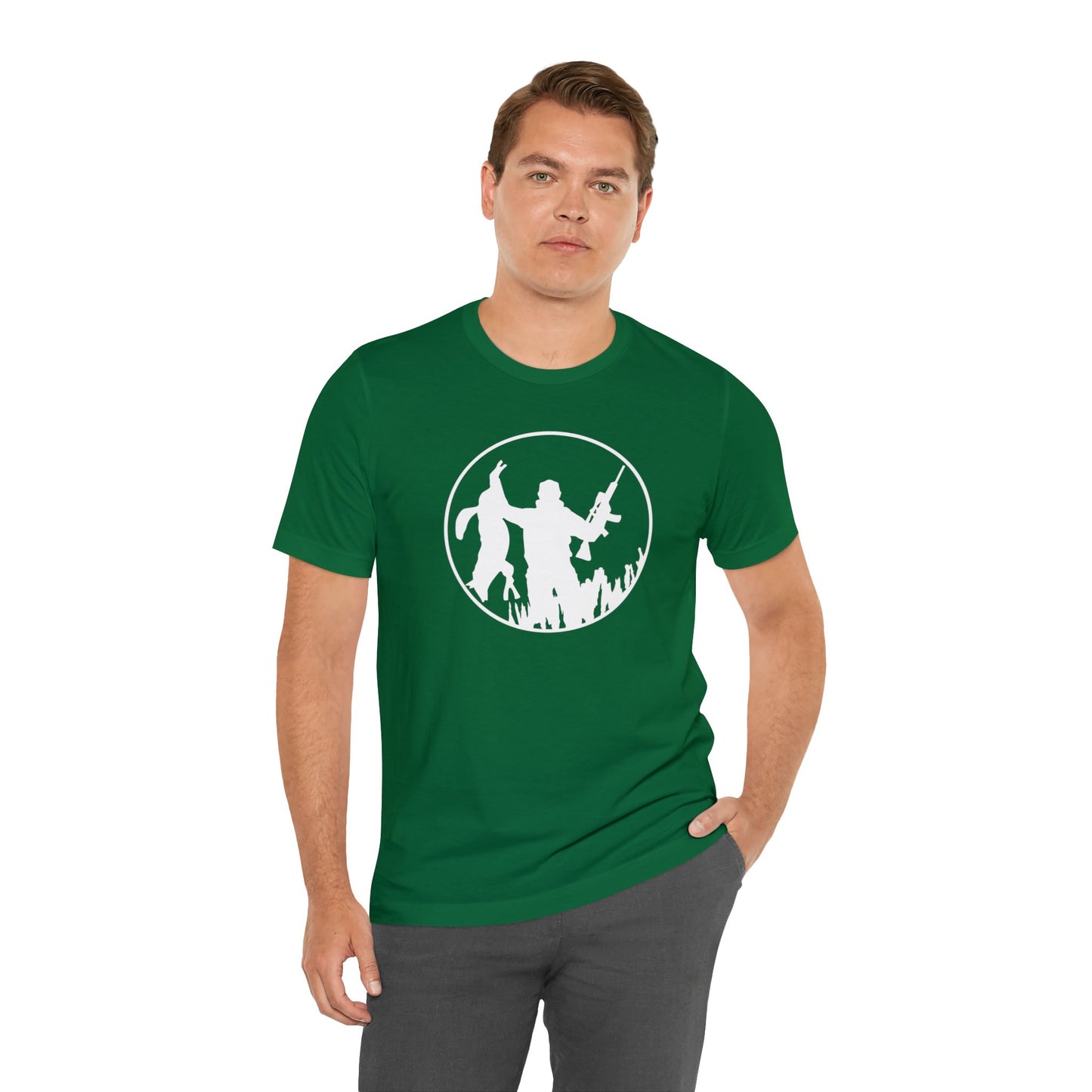 Coyote Hunter Holding Coyote Circle T-Shirt