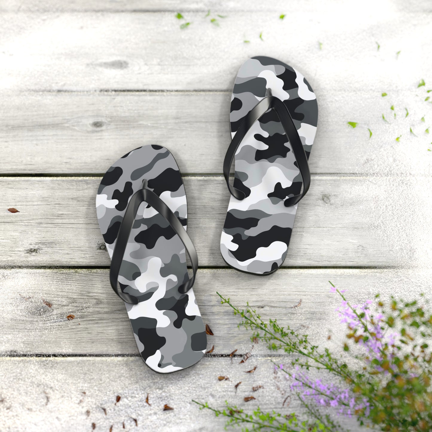 White Camo Flip Flops