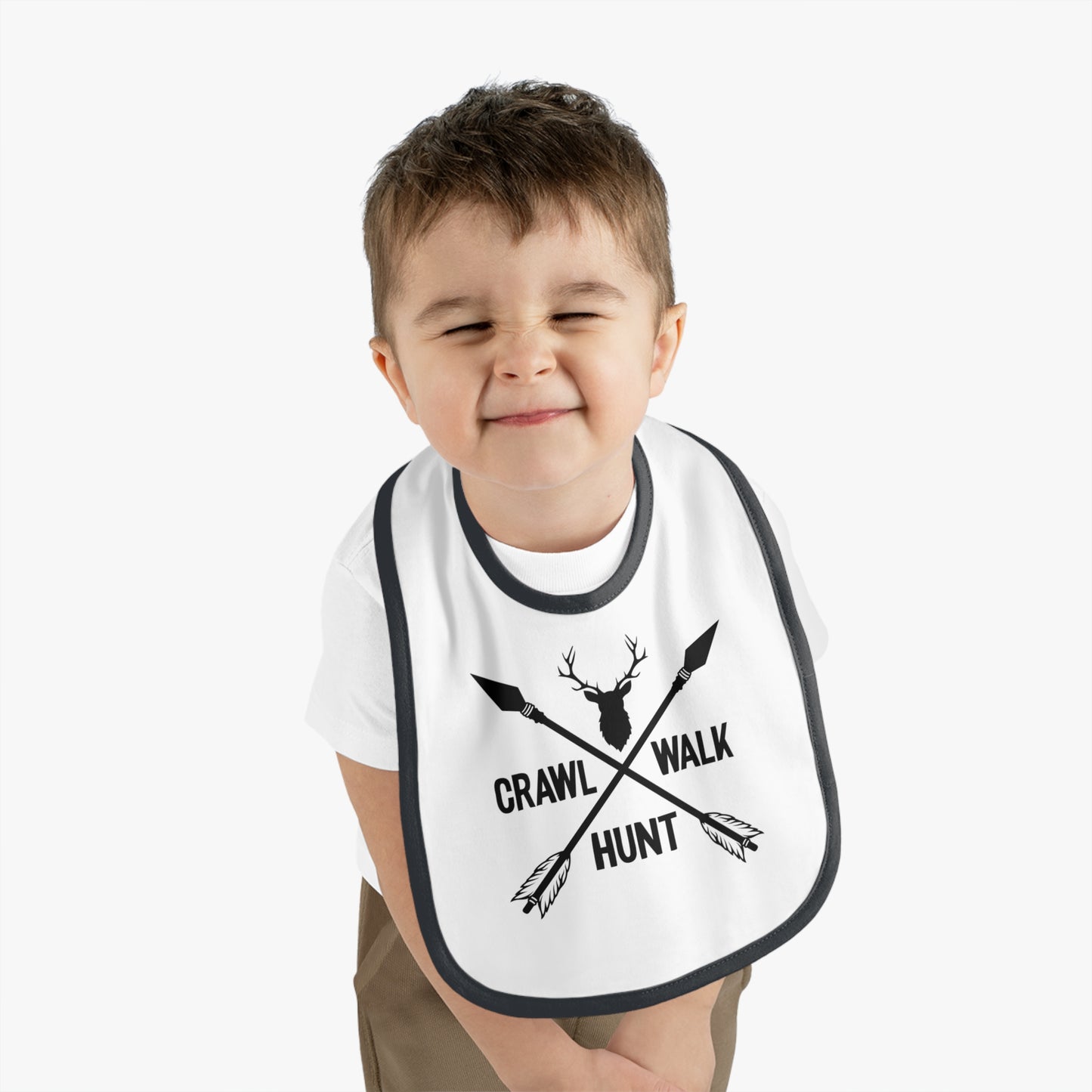 Crawl Walk Hunt Baby Jersey Bib