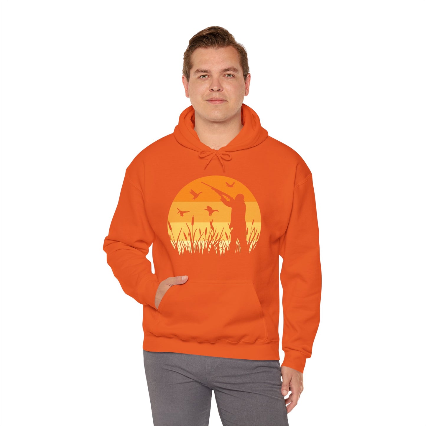 Duck Hunting Sunset Scene Hooded Sweatshirt