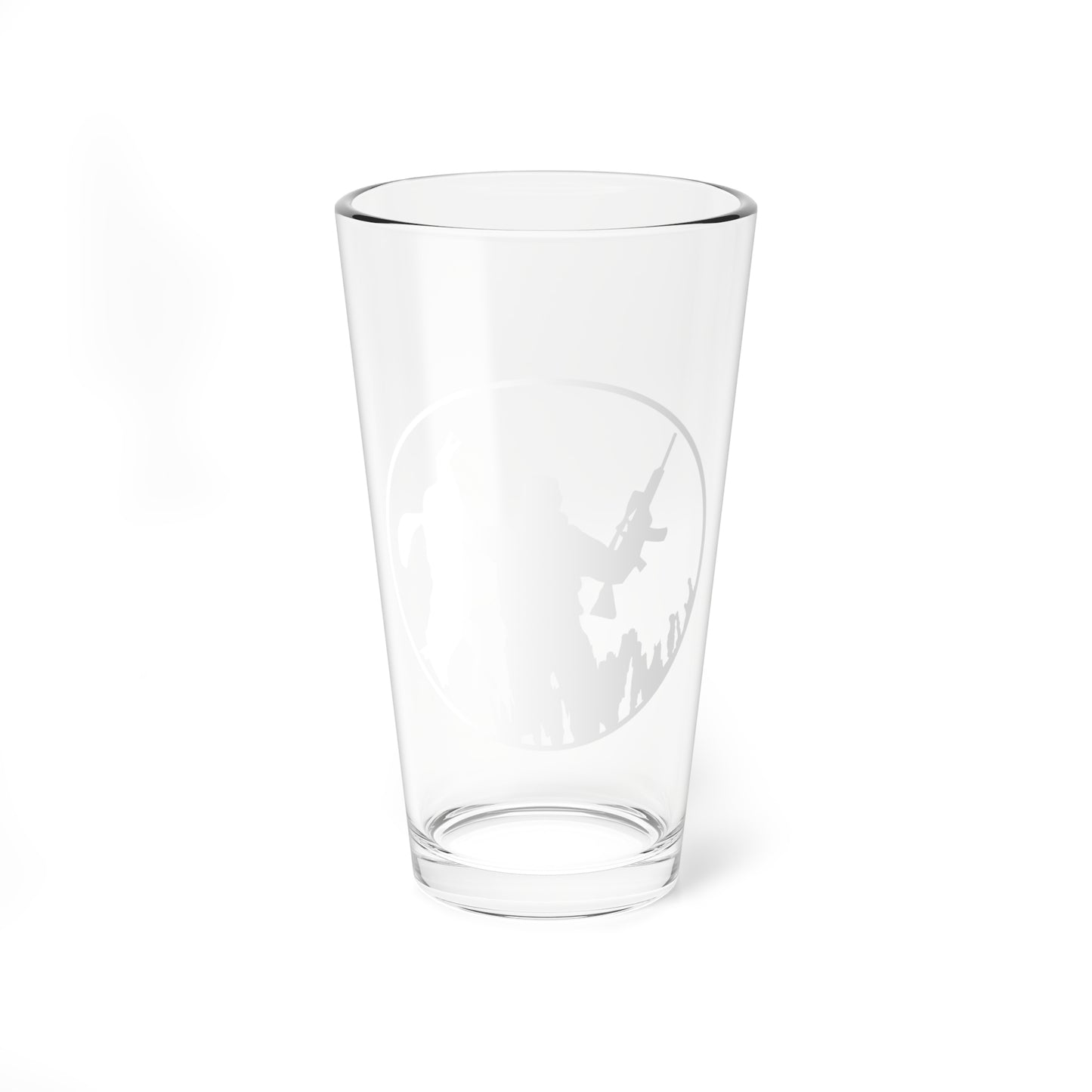 Coyote Hunter Holding Coyote Circle Pint Glass