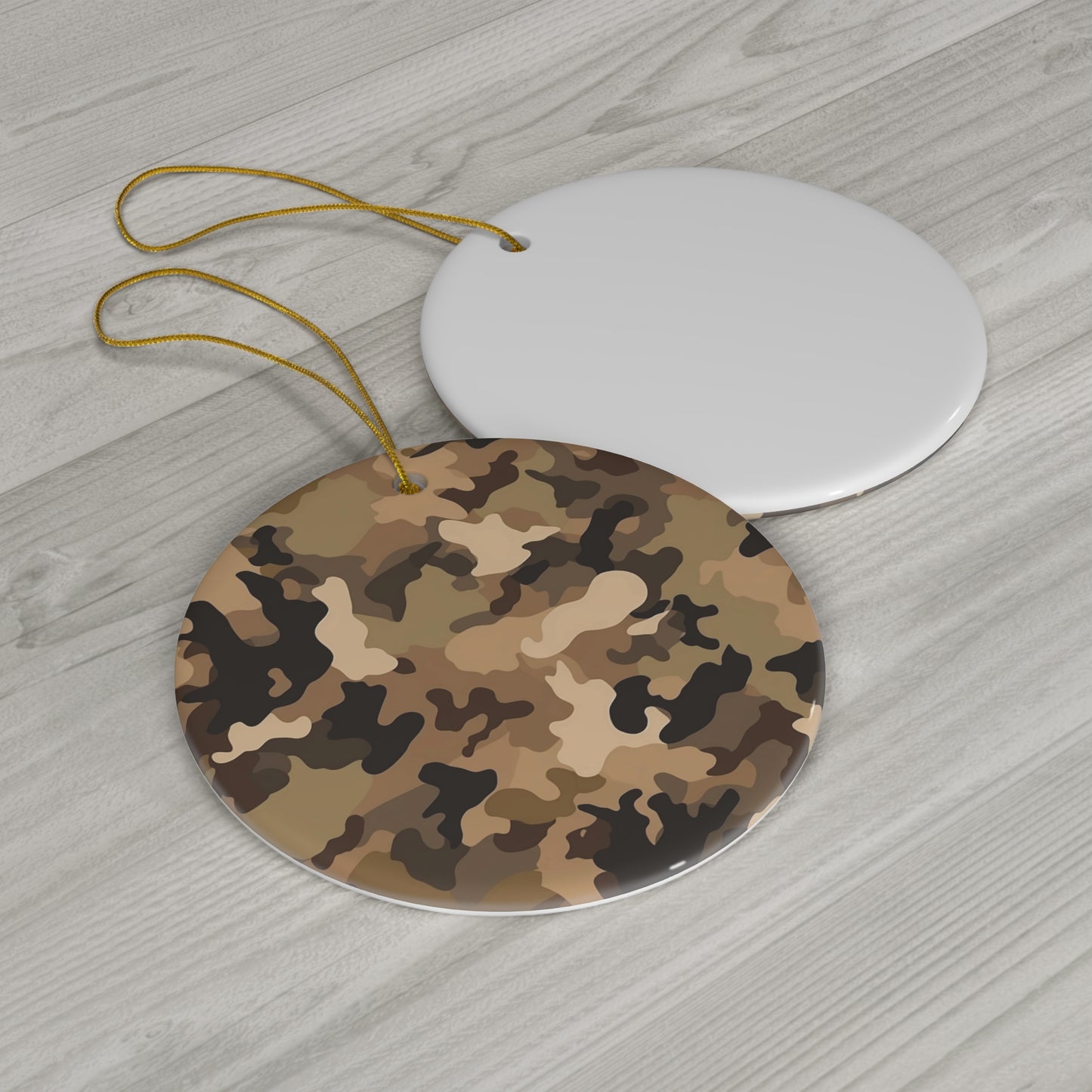 Brown Camo Ceramic Christmas Ornament