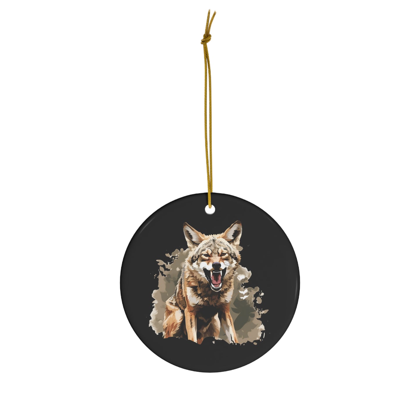 Coyote Ceramic Christmas Ornament