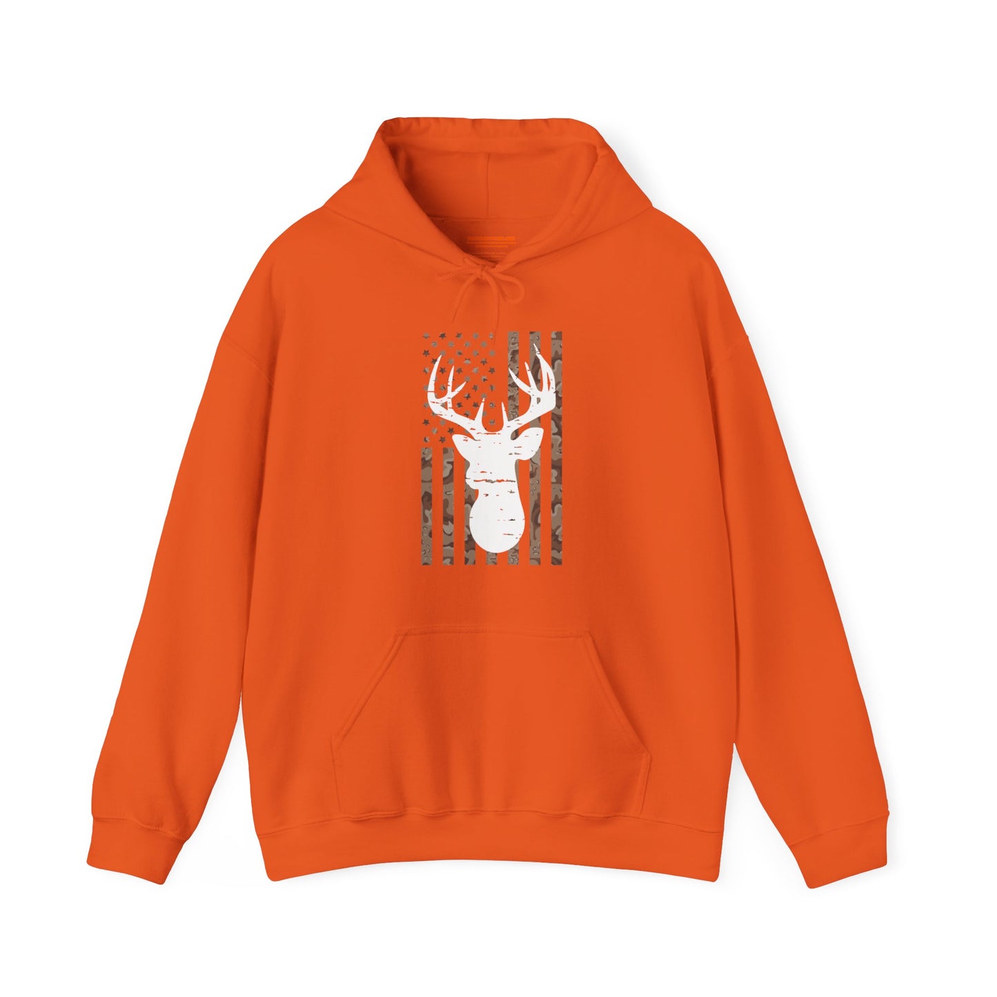 Deer Head Camo American Flag Hooded Sweatshirt