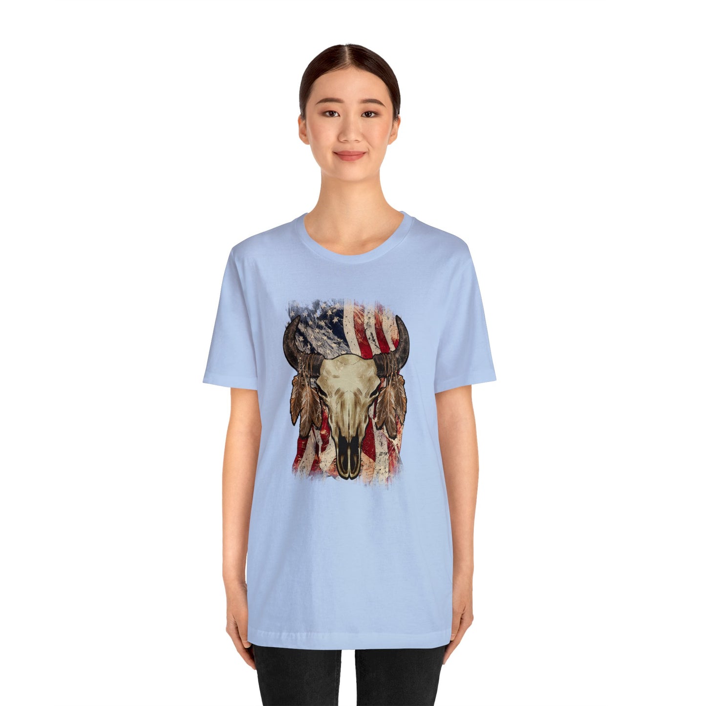 Bison Head American Flag T-Shirt