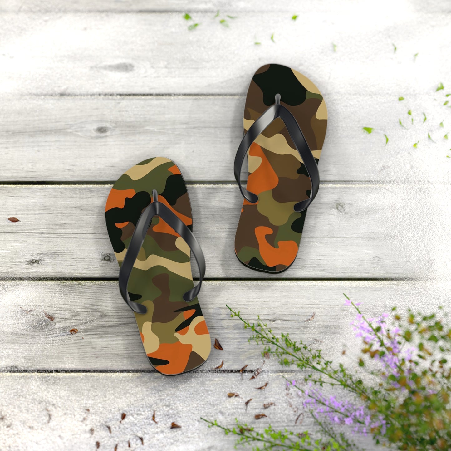 Orange Camo Flip Flops