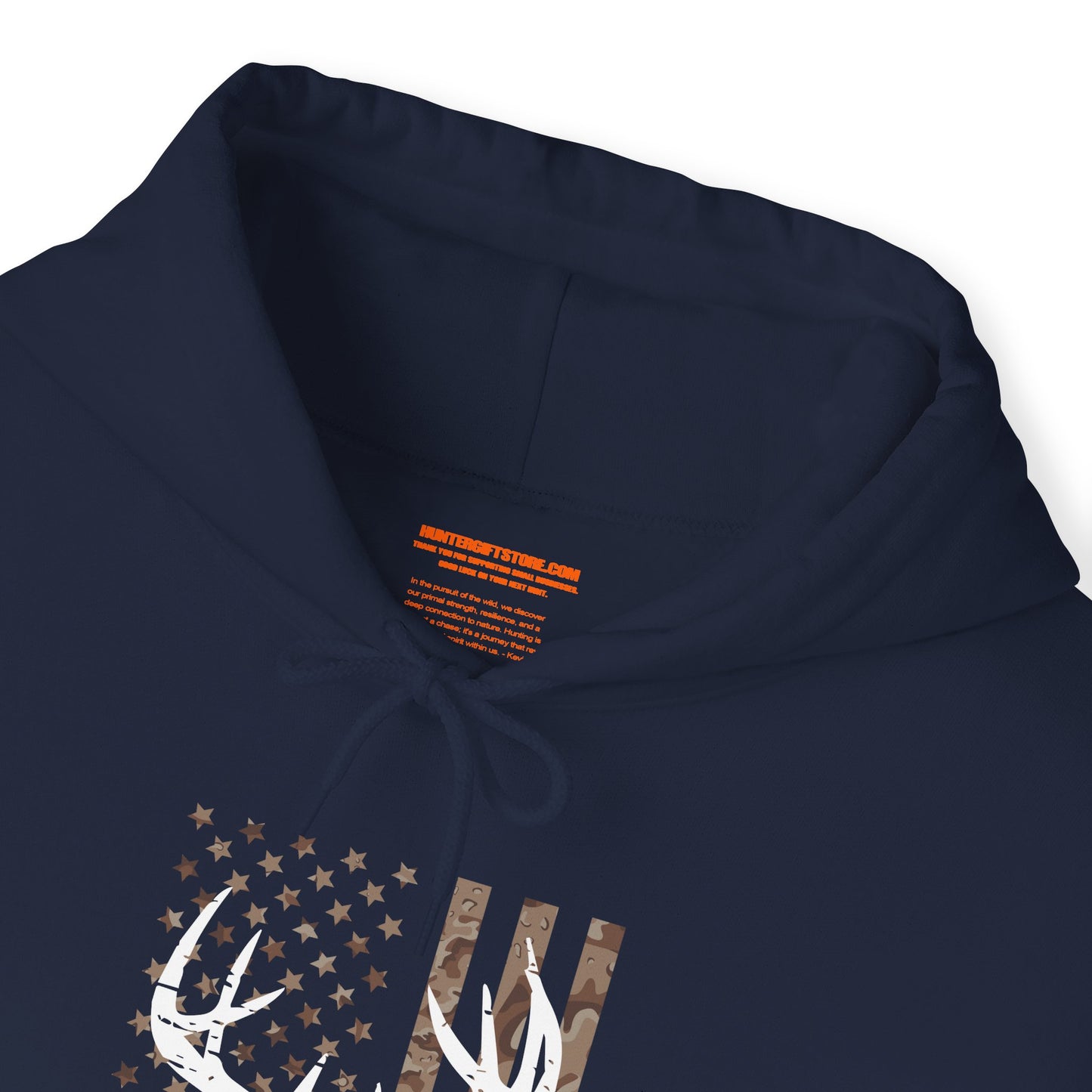 Deer Head Camo American Flag Hooded Sweatshirt