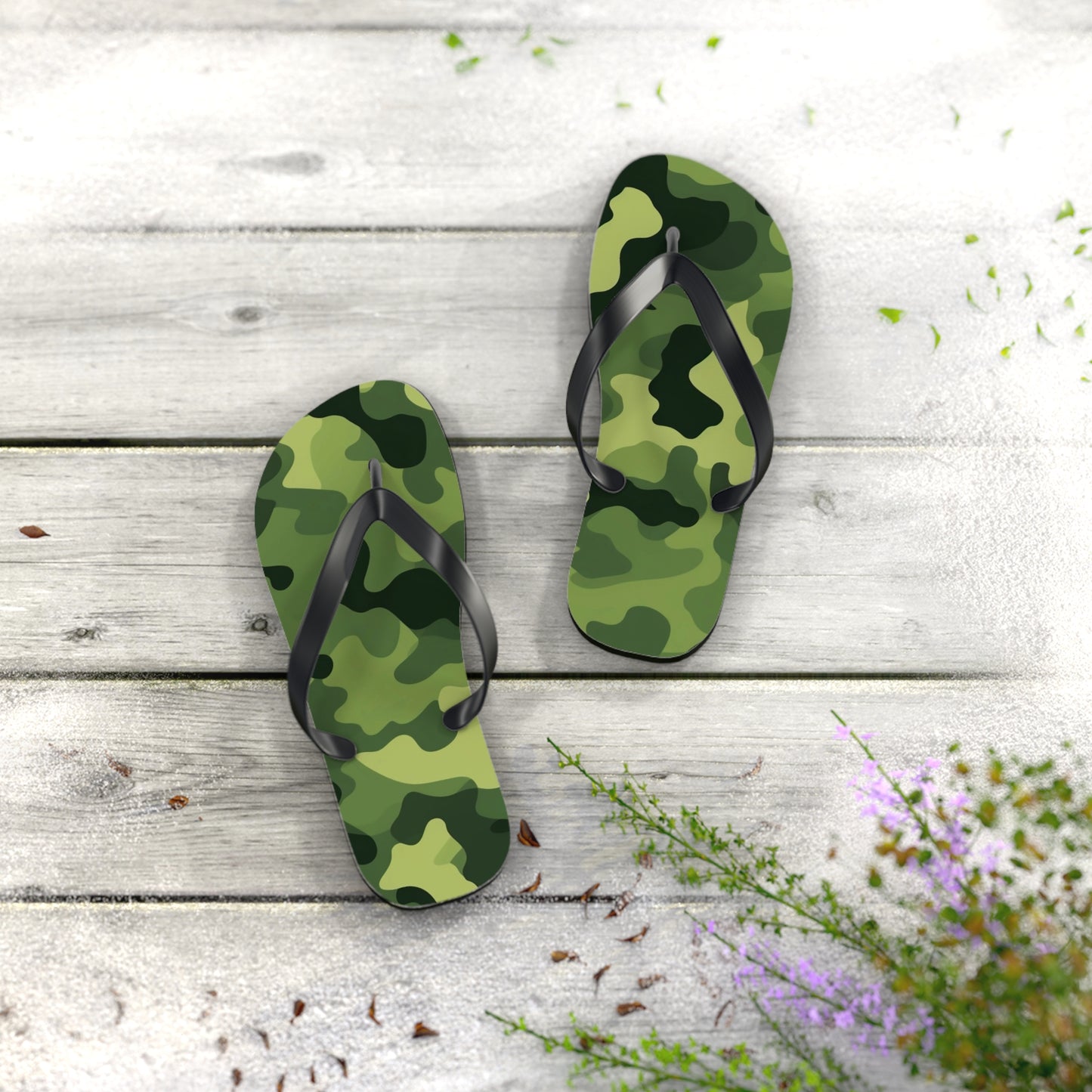 Light Green Camo Flip Flops