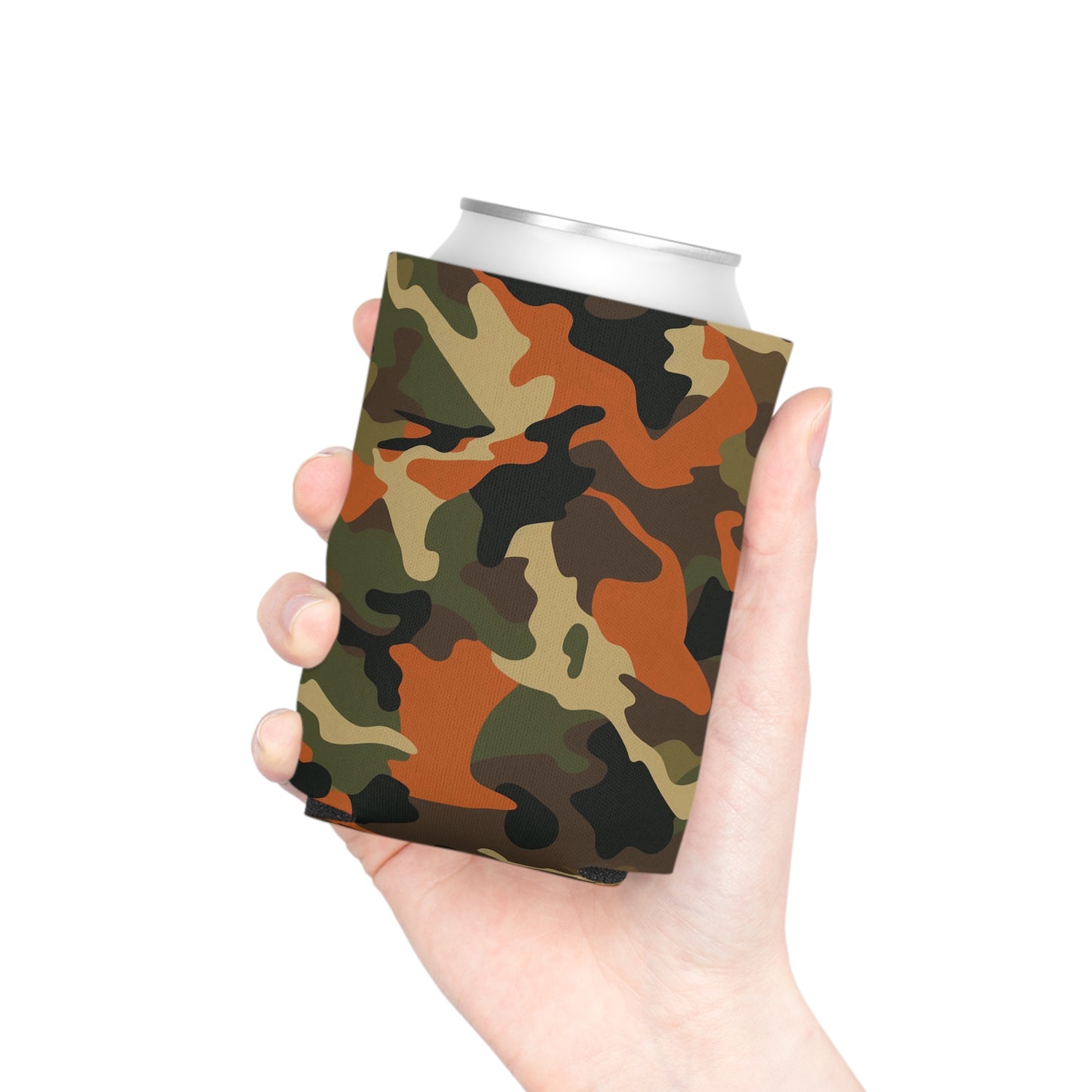 Orange Camo Can Cooler