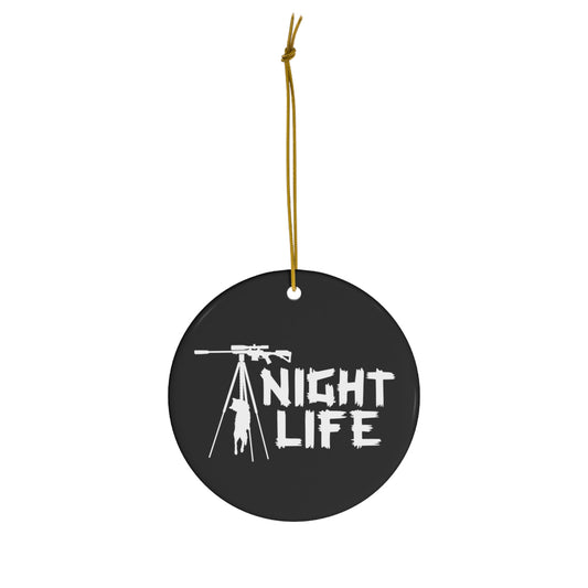 Night Life Coyote Hunting Ceramic Christmas Ornament