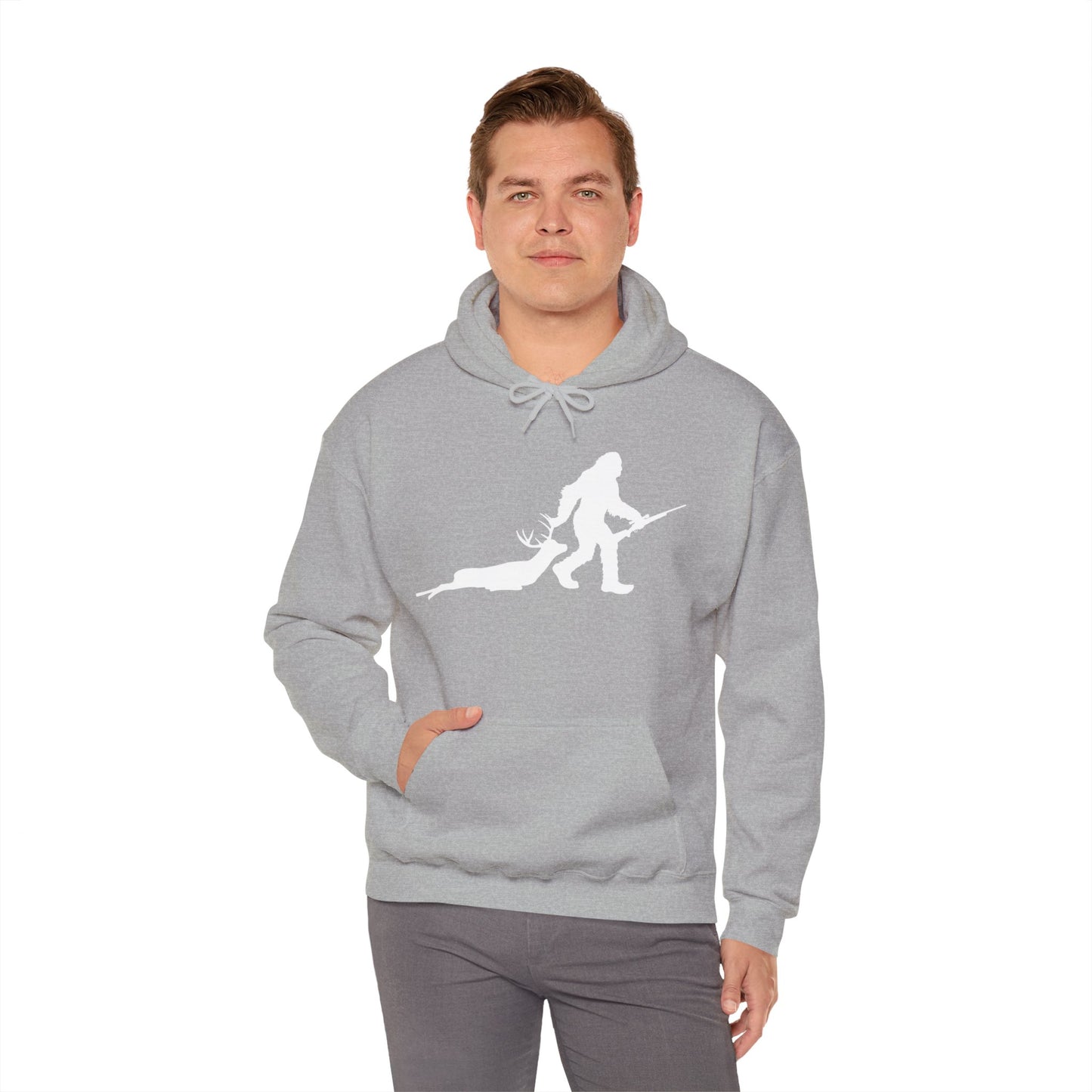 Bigfoot Dragging Deer Hooded Sweatshirt