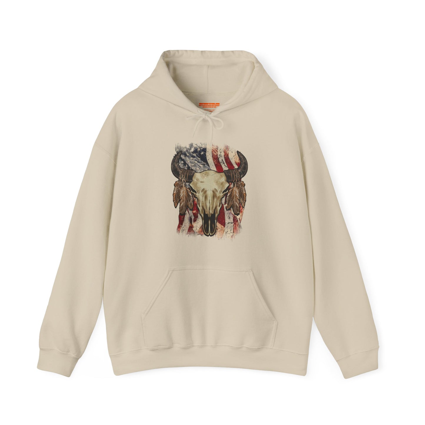 Bison Head American Flag Hooded Sweatshirt