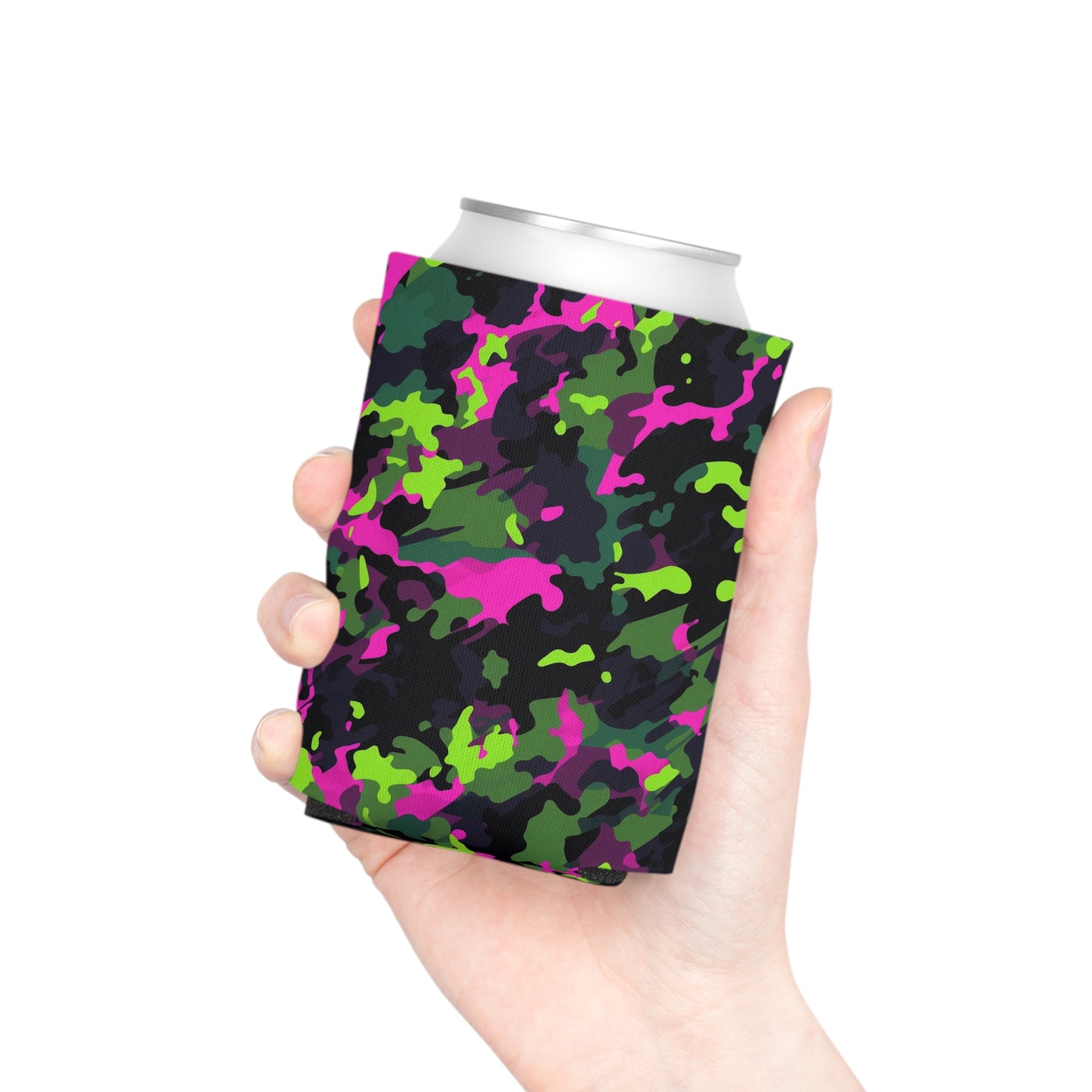 Neon Camo Can Cooler