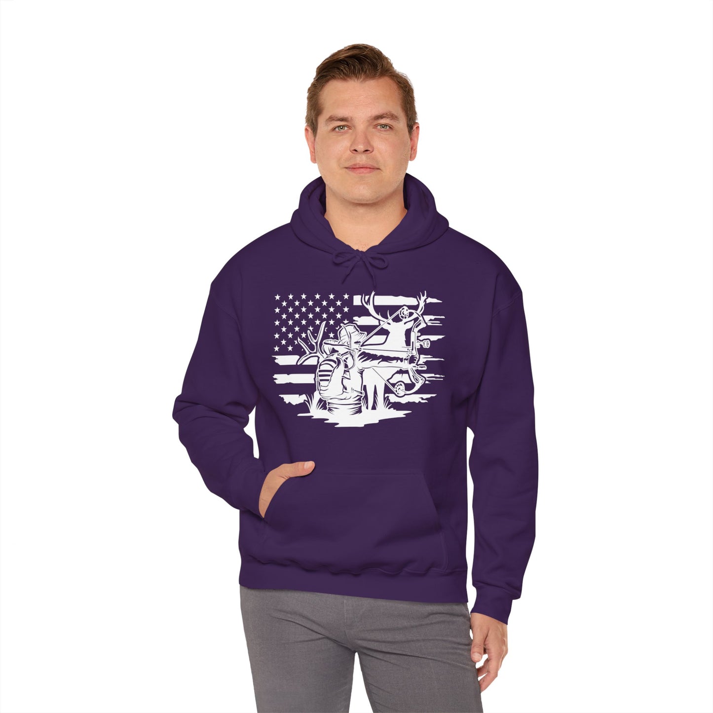 US Deer Bowhunting Flag Hooded Sweatshirt