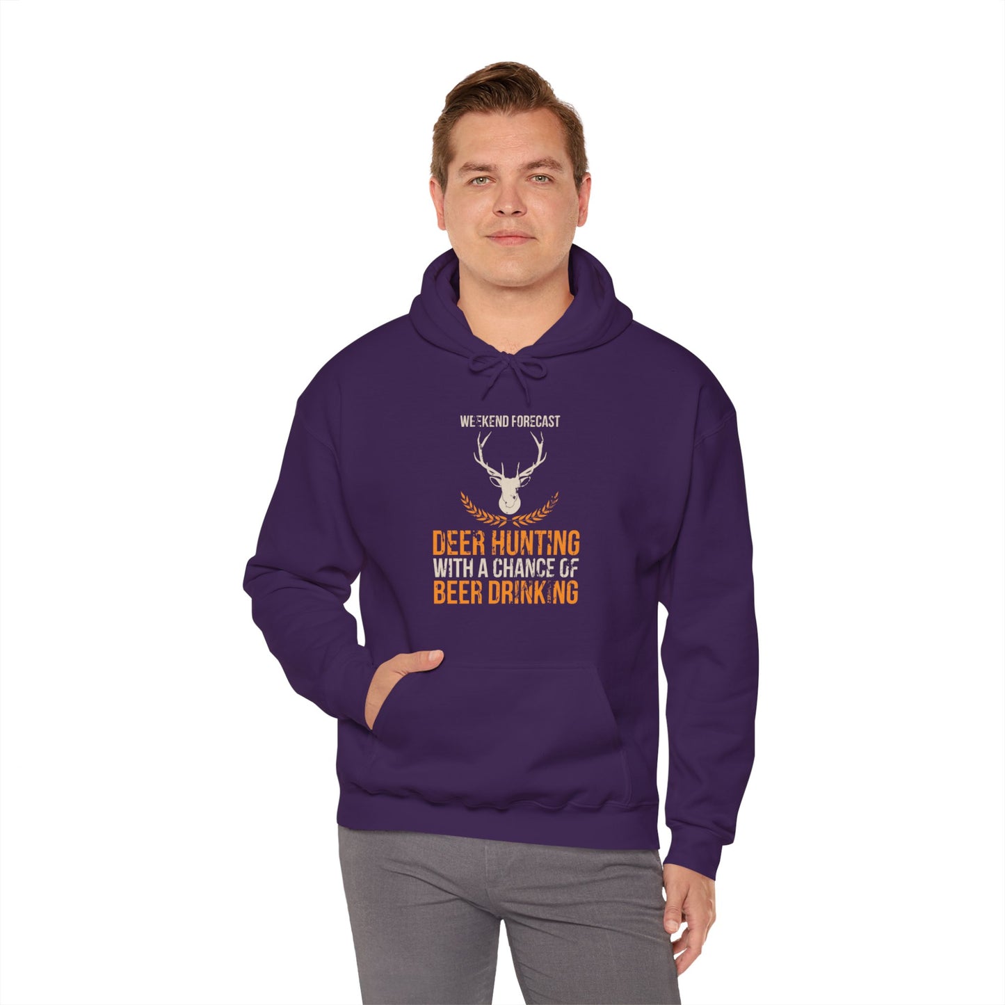 Weekend Forecast Deer Hunting With A Chance Of Beer Drinking Hooded Sweatshirt