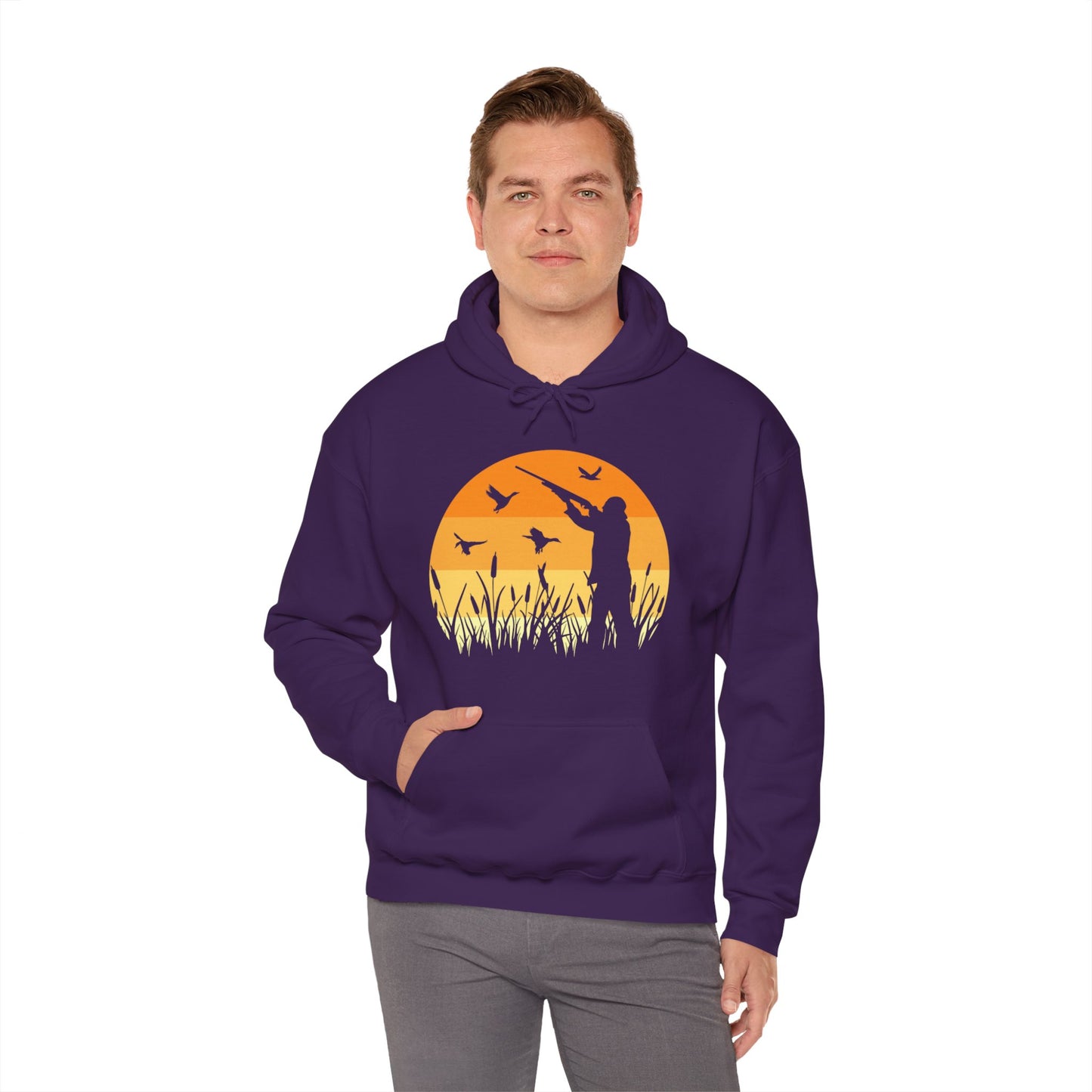 Duck Hunting Sunset Scene Hooded Sweatshirt