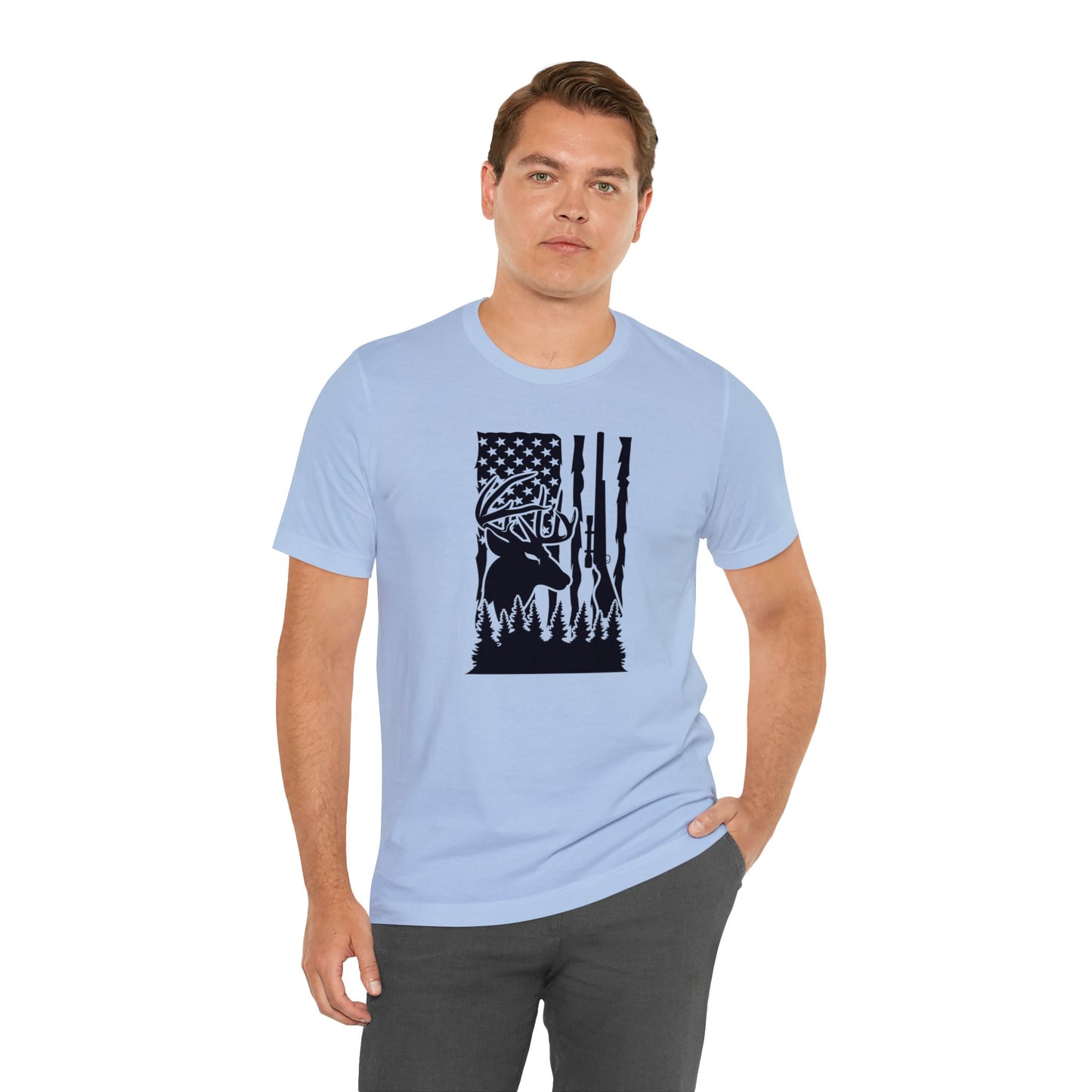 Deer Gun American Flag T-Shirt