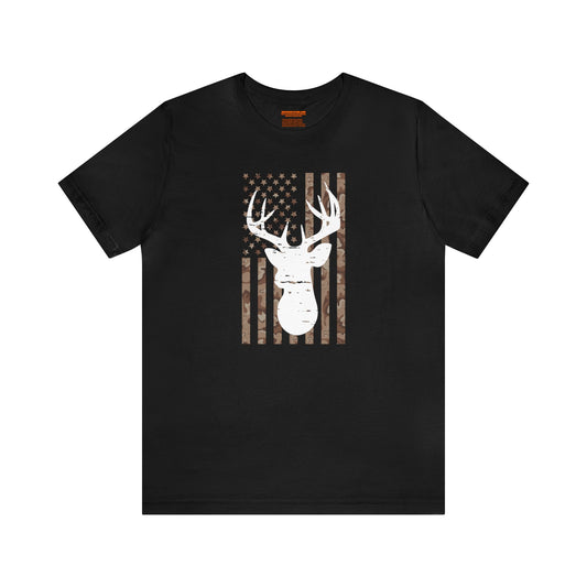 American Flag Brown Camo Deer T-Shirt