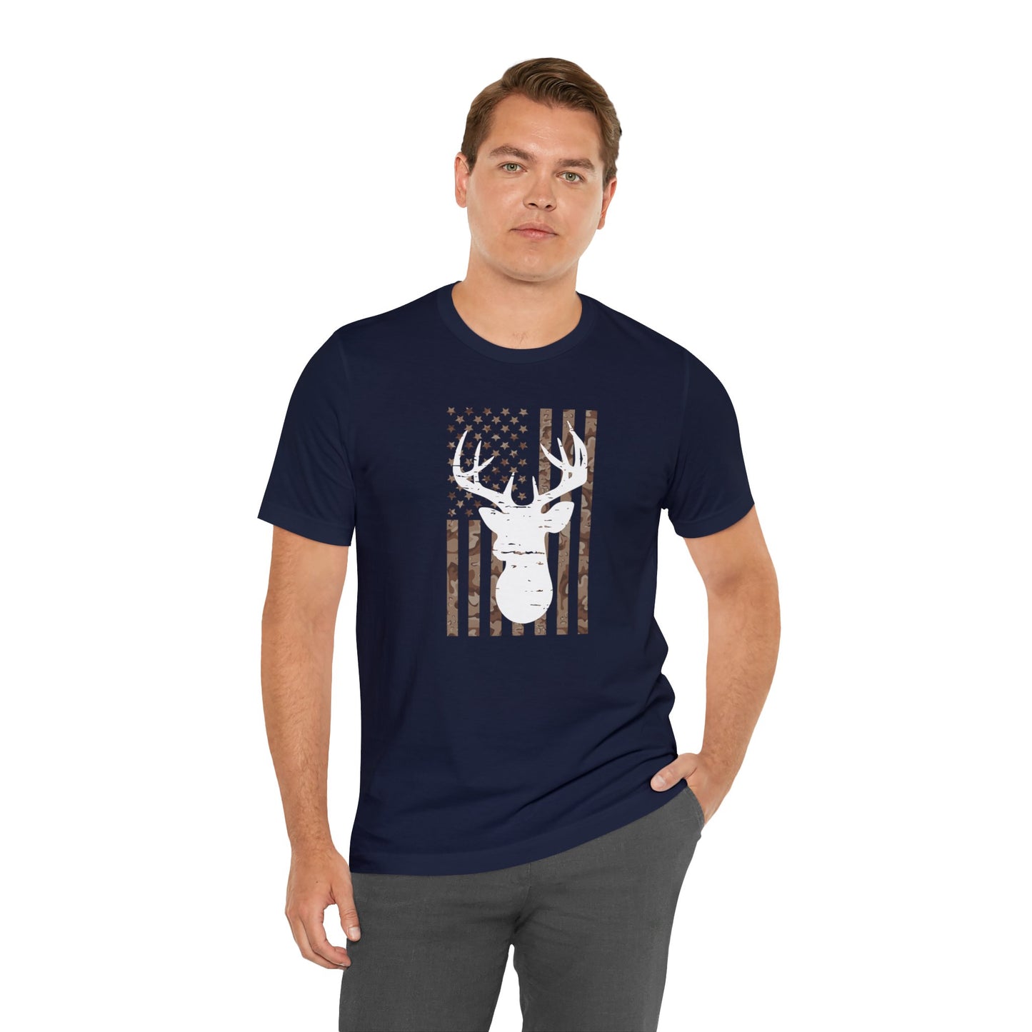 American Flag Brown Camo Deer T-Shirt